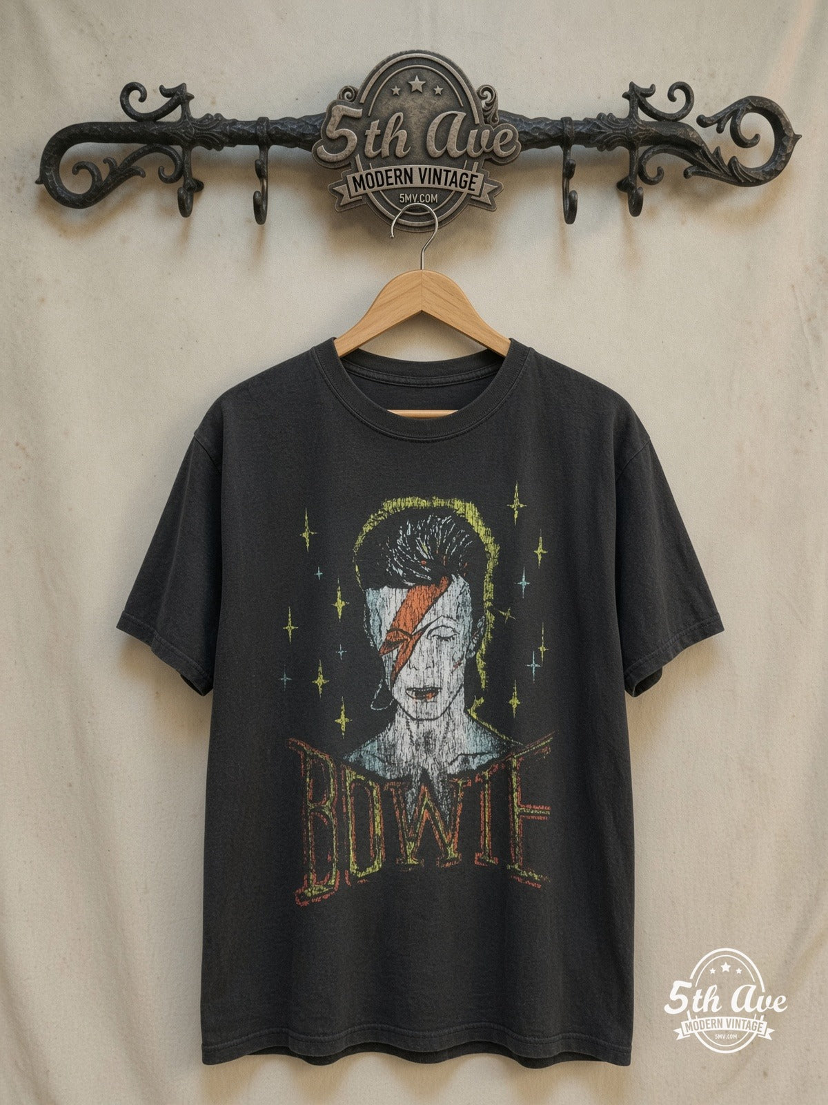 David Bowie vintage band t-shirt on rack