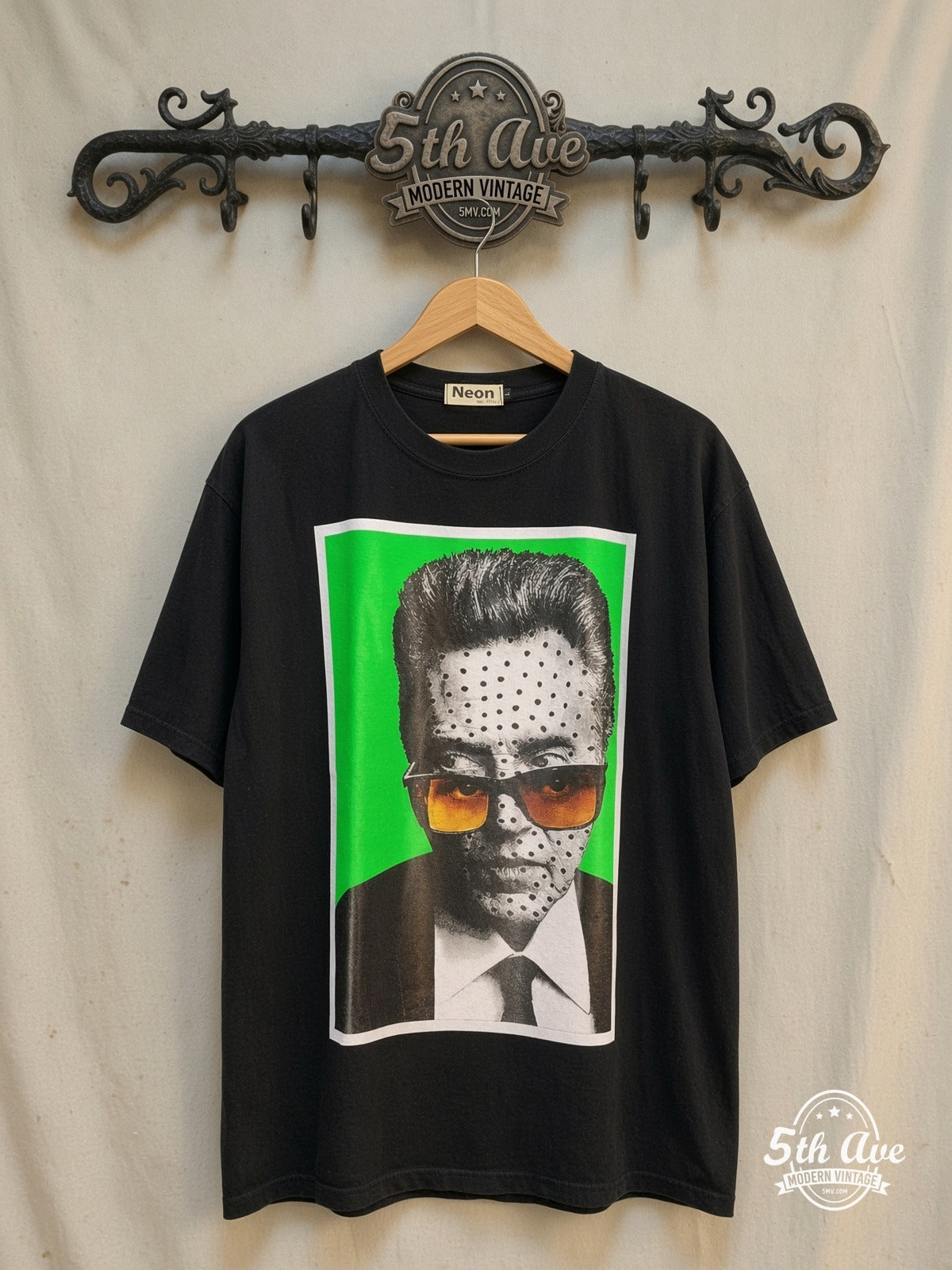 Christopher Walken Pop Art Portrait movie tee, front view on a display rack