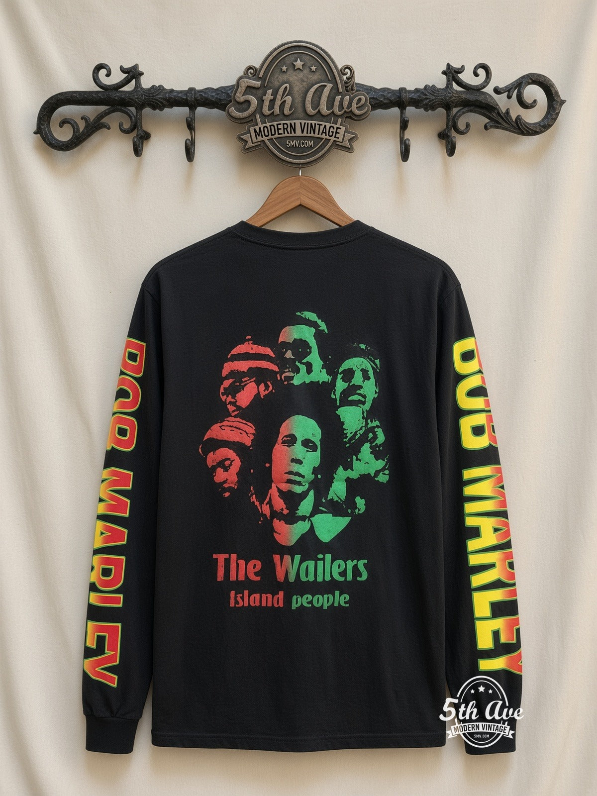 ETS LS 01 Bob Marley Diagonal Photos long sleeve vintage tee on rack, back