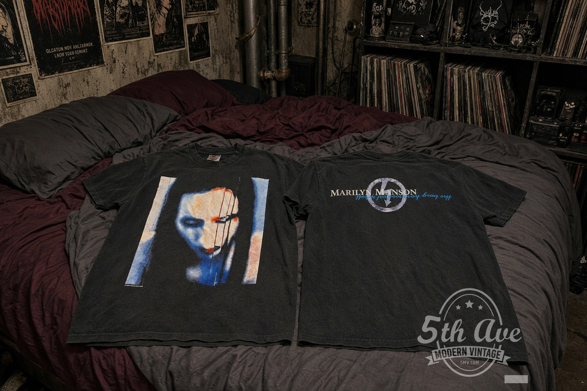 Marilyn Manson vintage band t-shirt on bed