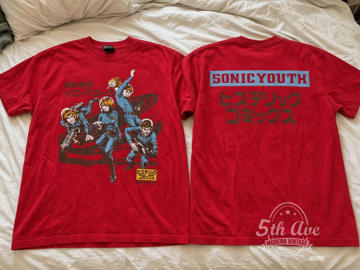 Sonic Youth – Anime Manga vintage t-shirt laid on bed
