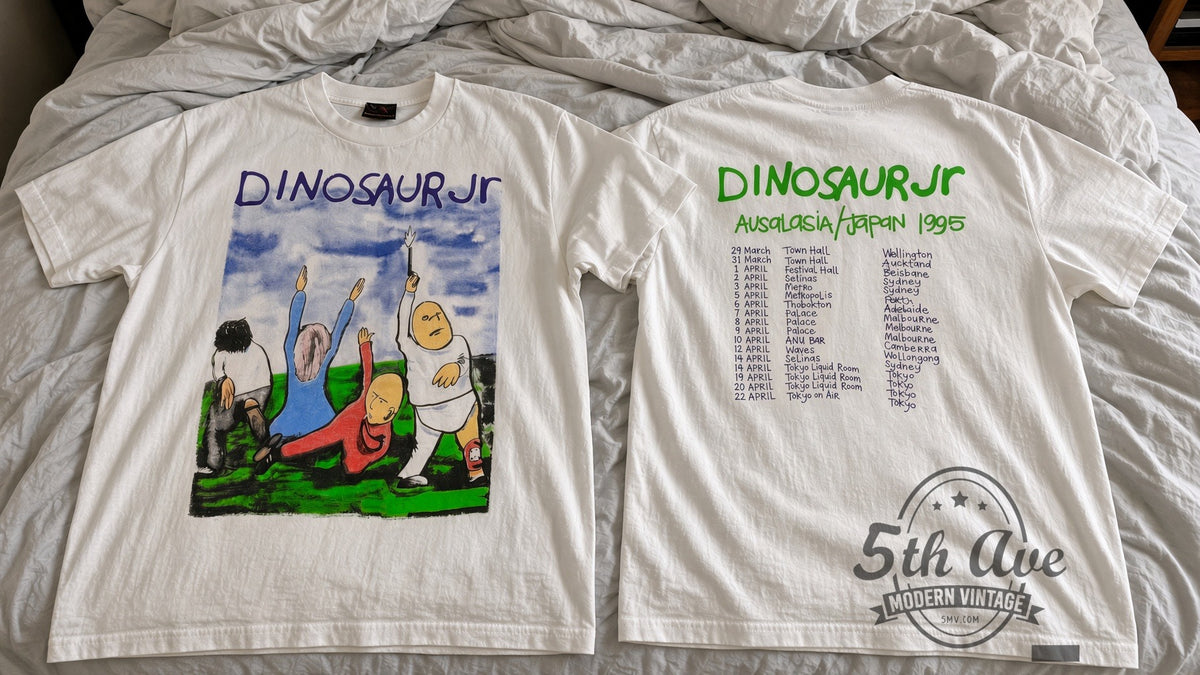 Dinosaur Jr vintage band t-shirt on bed