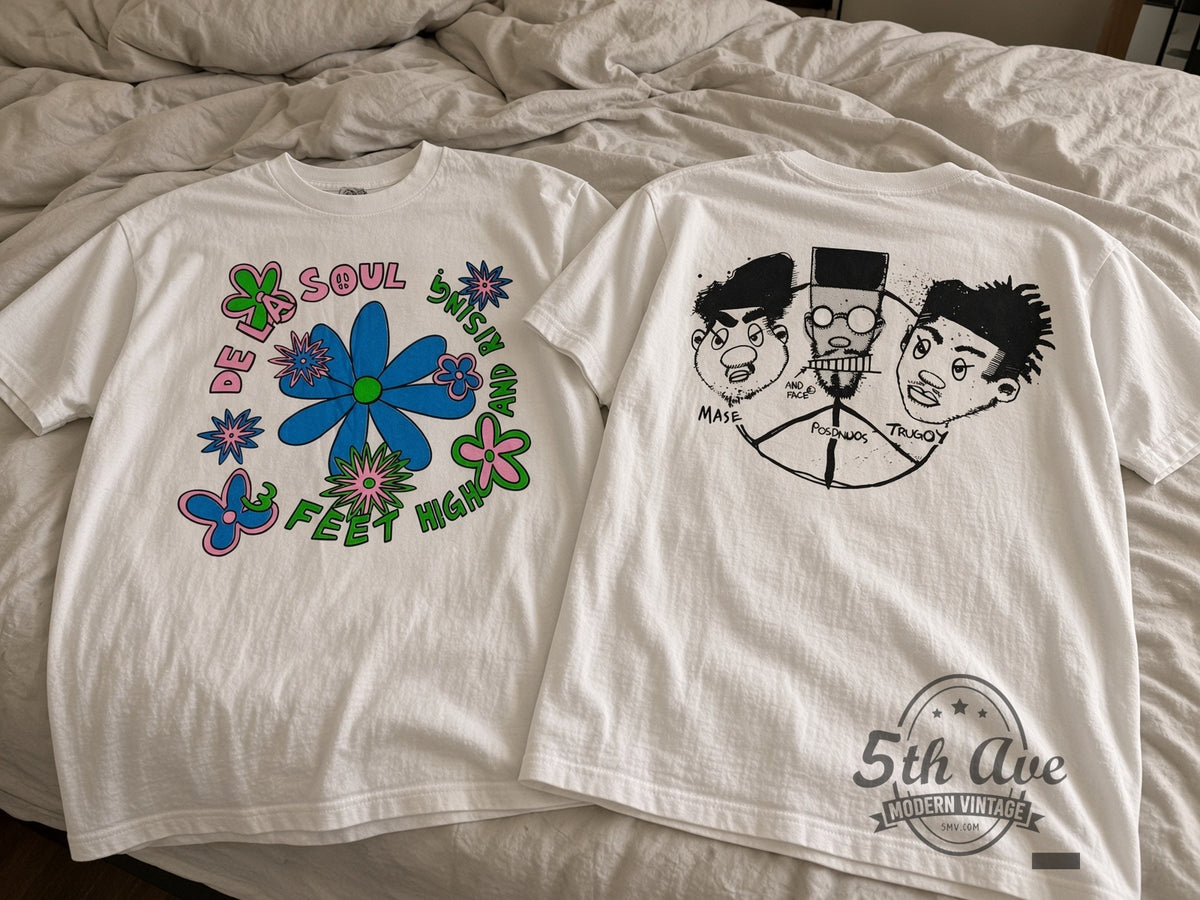 De La Soul vintage band t-shirt on bed