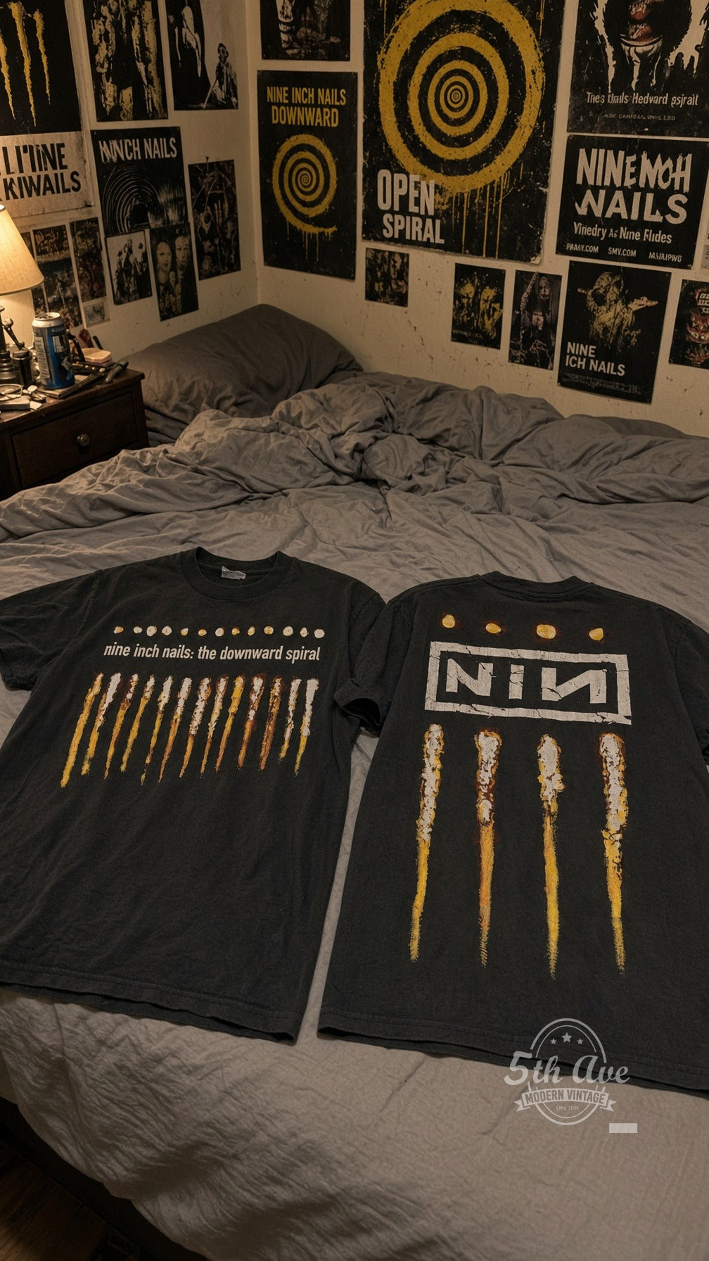 Nine Inch Nails – The Downward Spiral vintage t-shirt laid on bed
