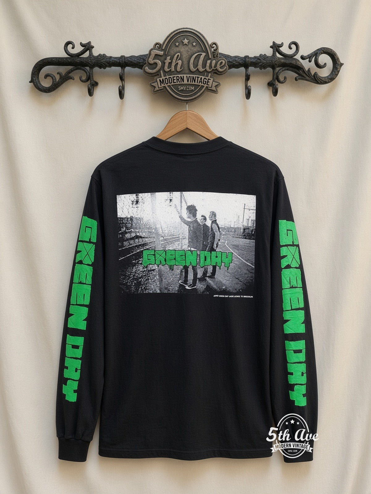 ETS LS 06 Green Day Kneeling Singer long sleeve vintage tee on rack, back
