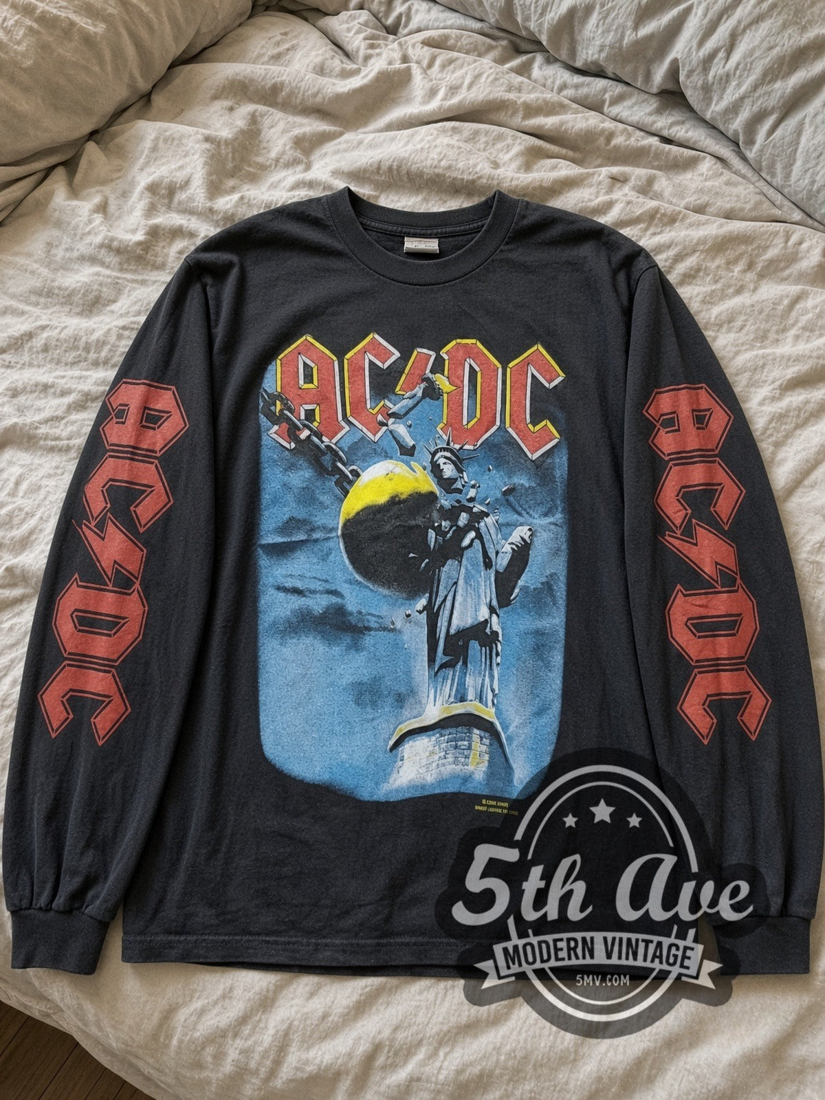 AC/DC Wrecking Ball vintage band long sleeve tee laid flat