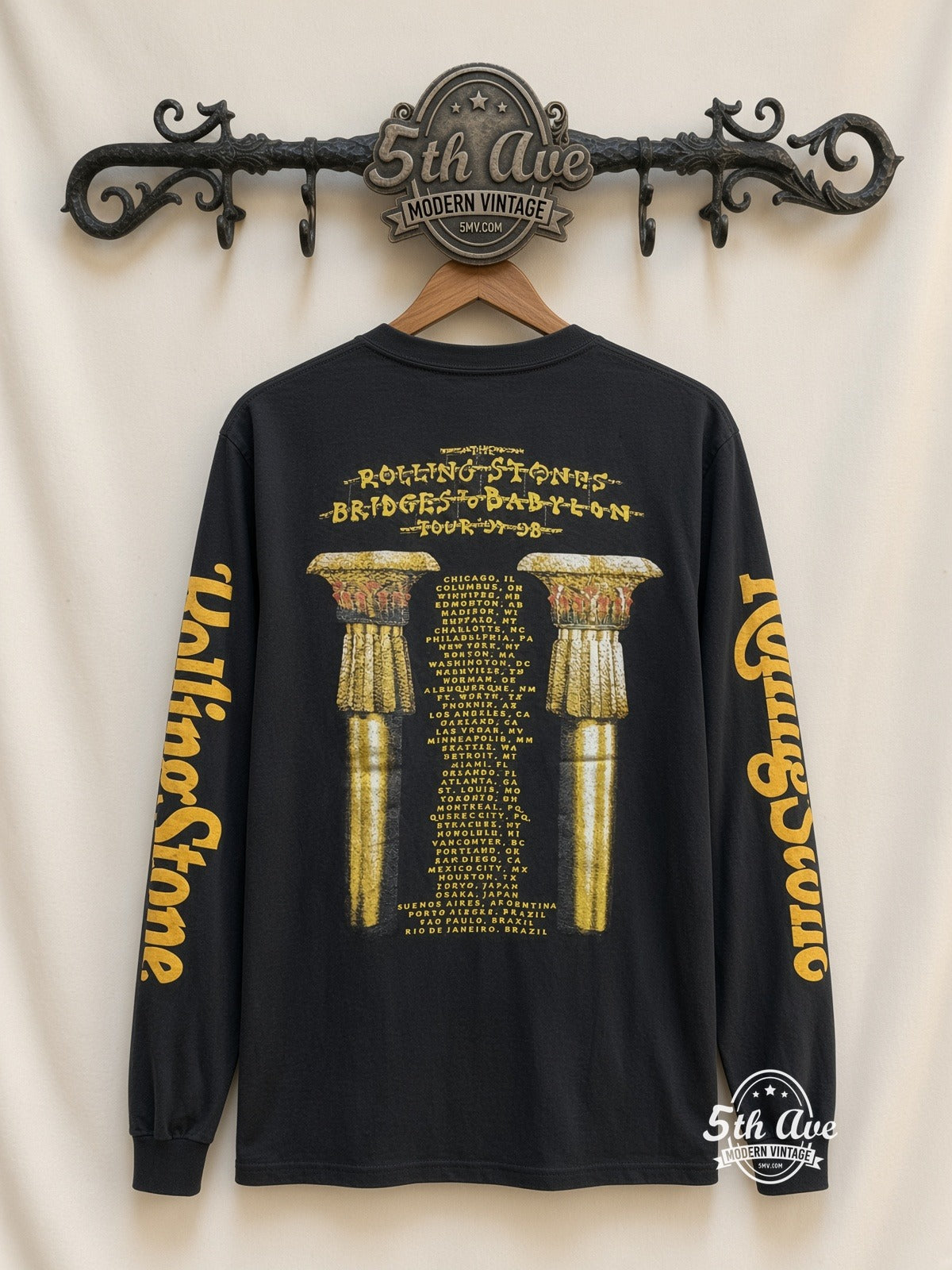 ETS LS 10 The Rolling Stones Gold Tongue long sleeve vintage tee on rack, back