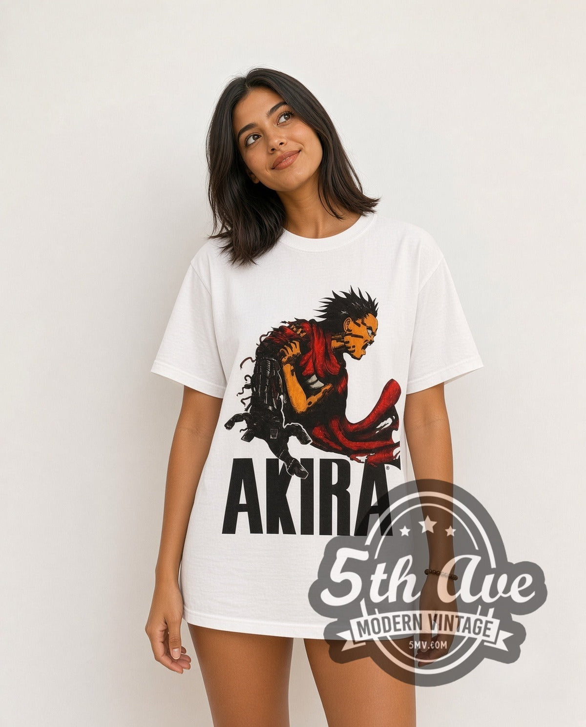 Model wearing the Akira Tetsuo Shima vintage anime t-shirt