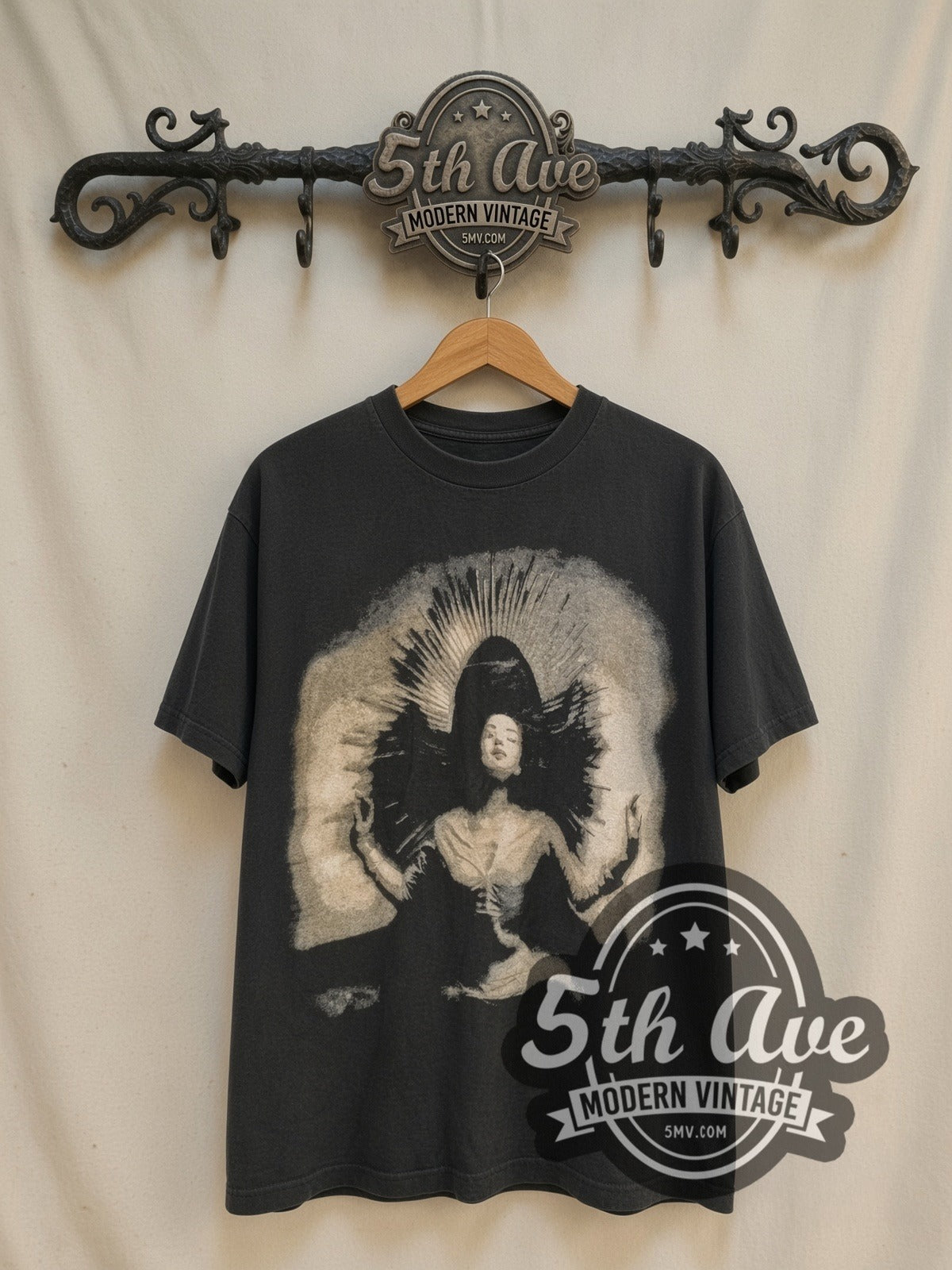 Sade Love Deluxe World Tour 1993 Ray Halo vintage band t-shirt, front view on a display rack