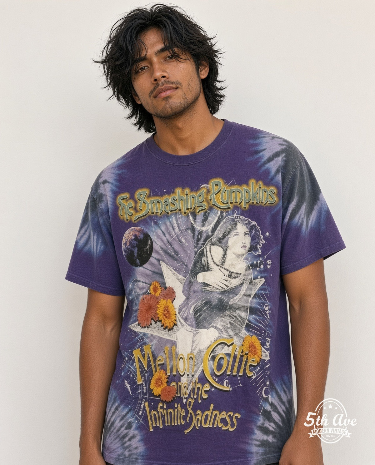 Smashing Pumpkins The Infinite Sadness Tour Tie Dye Single Stitch T-Shirt model
