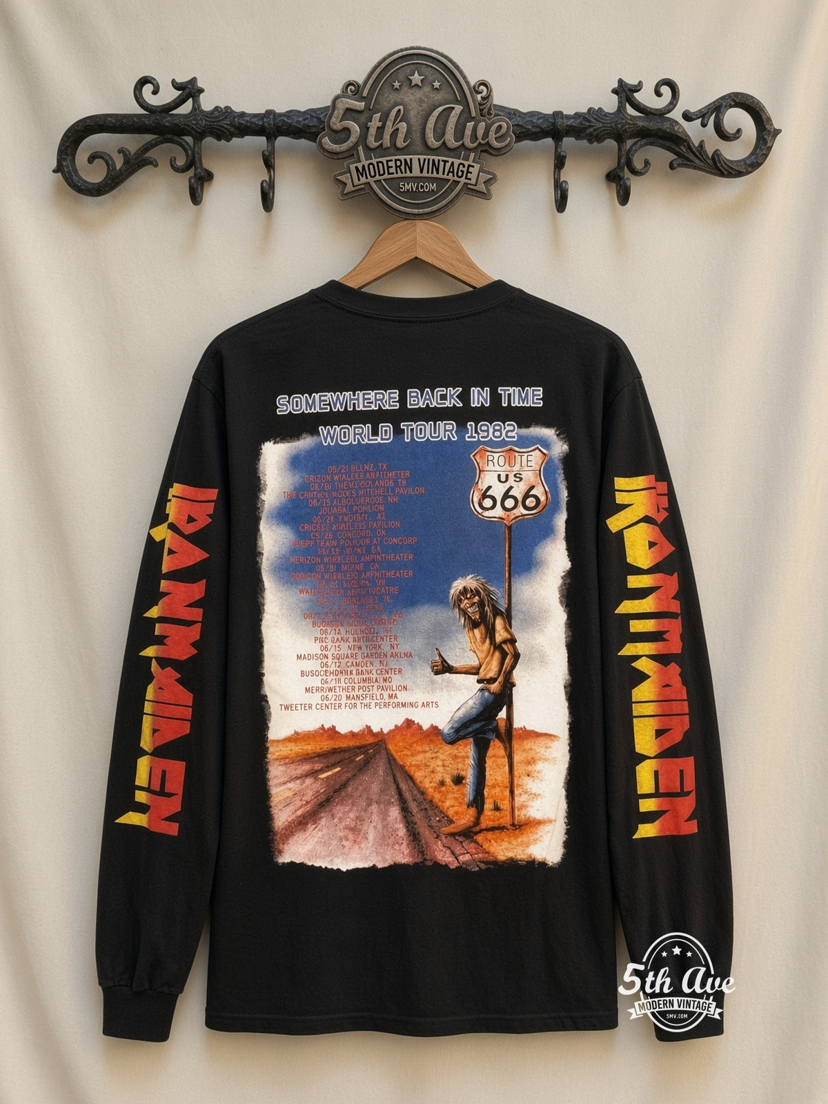 ETS LS 12 Iron Maiden Eddie Motorcycle long sleeve vintage tee on rack, back