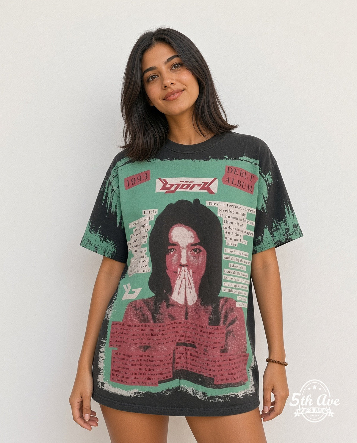 Model wearing the Bjork Mosquitohead graphic tee