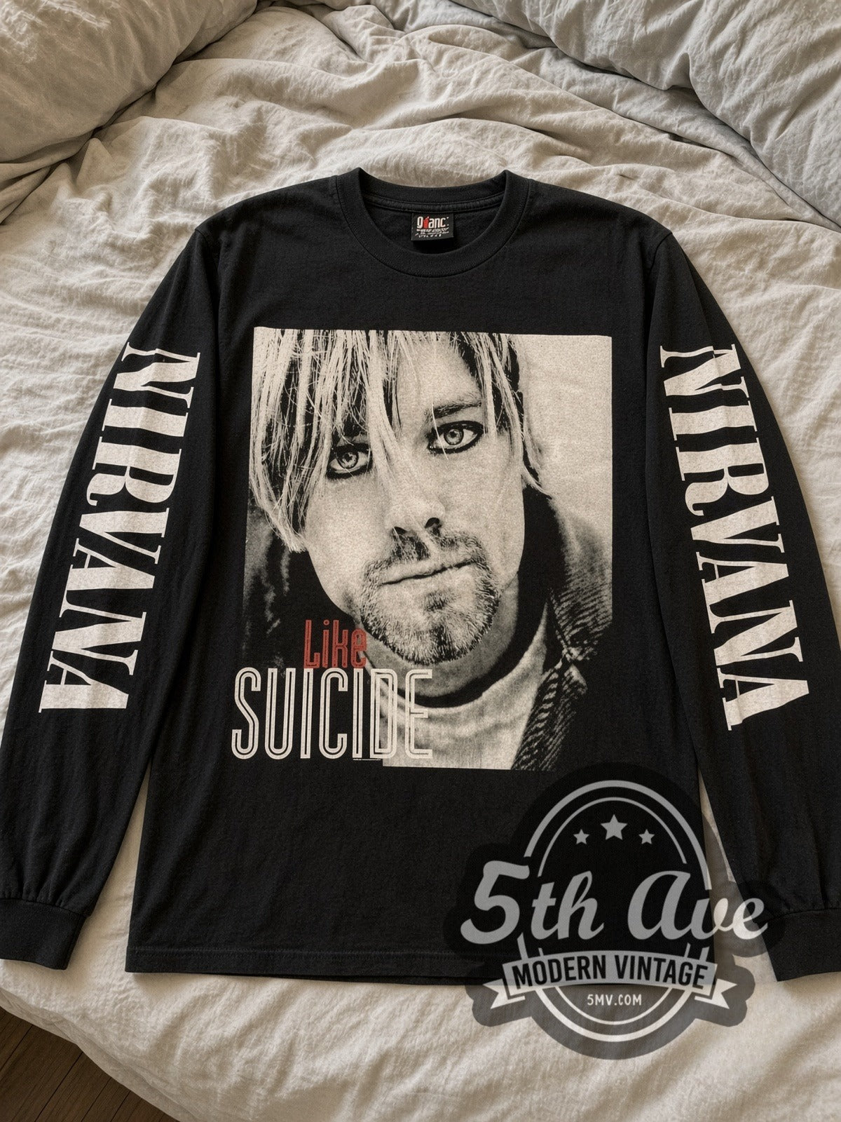 Nirvana Like Suicide Portrait vintage band long sleeve tee laid flat