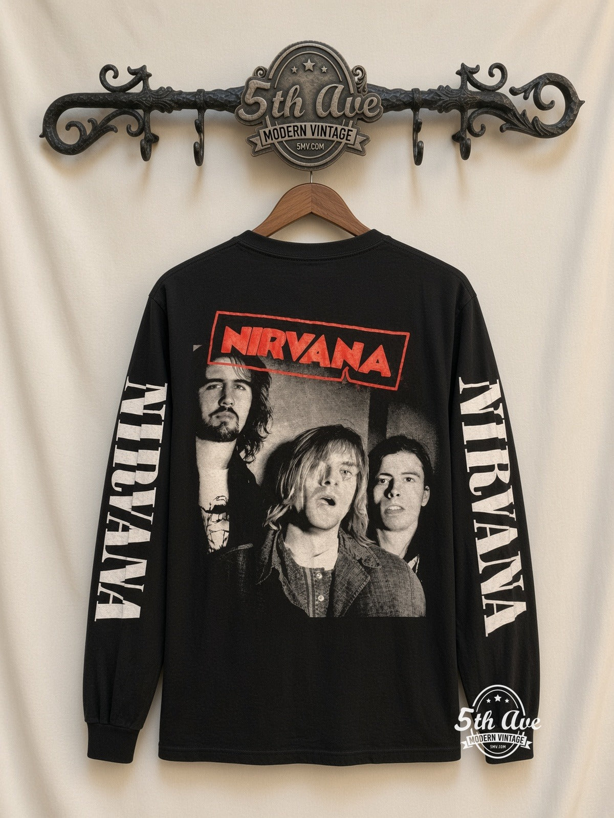 ETS LS 14 Nirvana Like Suicide Portrait long sleeve vintage tee on rack, back