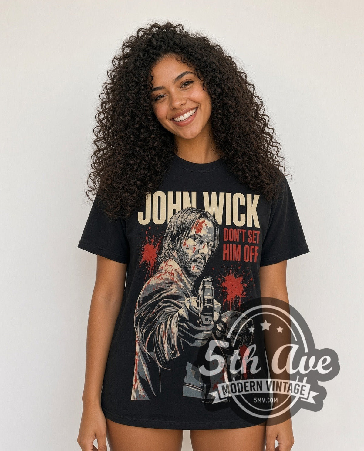 Model wearing the John Wick vintage graphic t-shirt