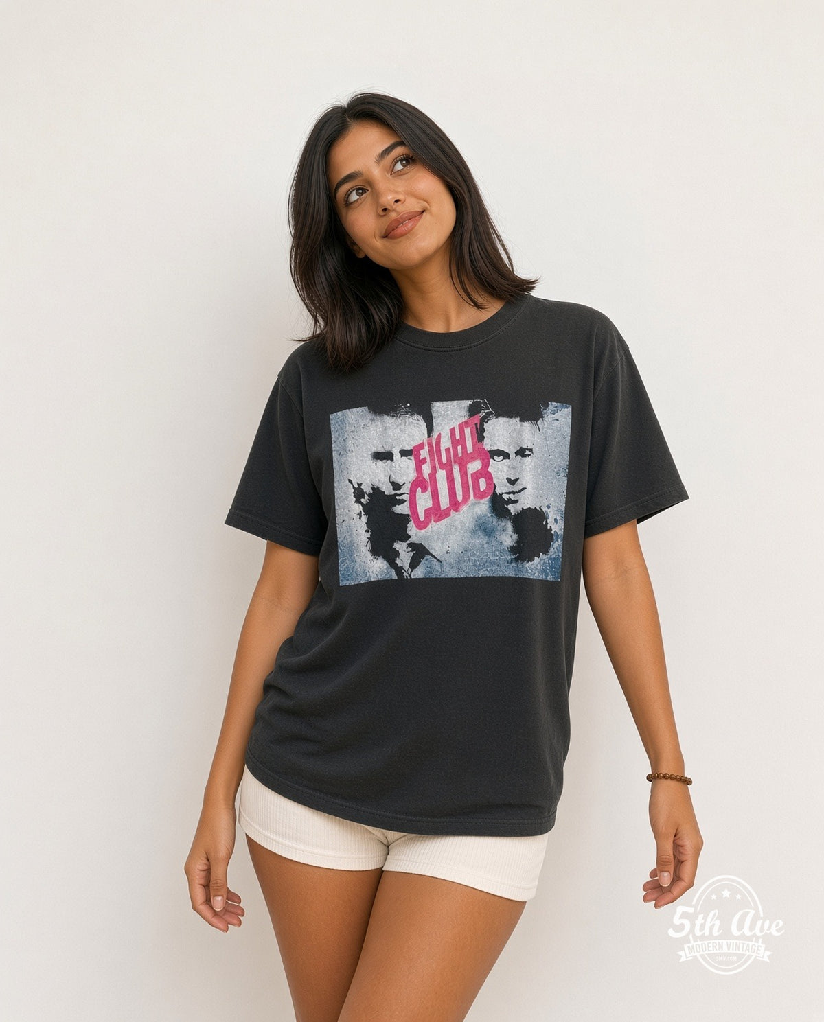 Model wearing the Fight Club vintage movie t-shirt