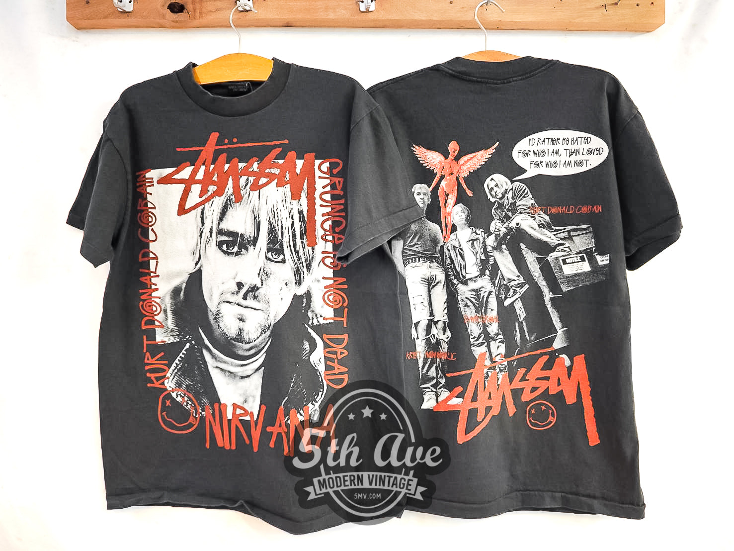 Kurt Cobain Nirvana X Stussy Grunge Not Dead - Vintage Reprint Band T-Shirt