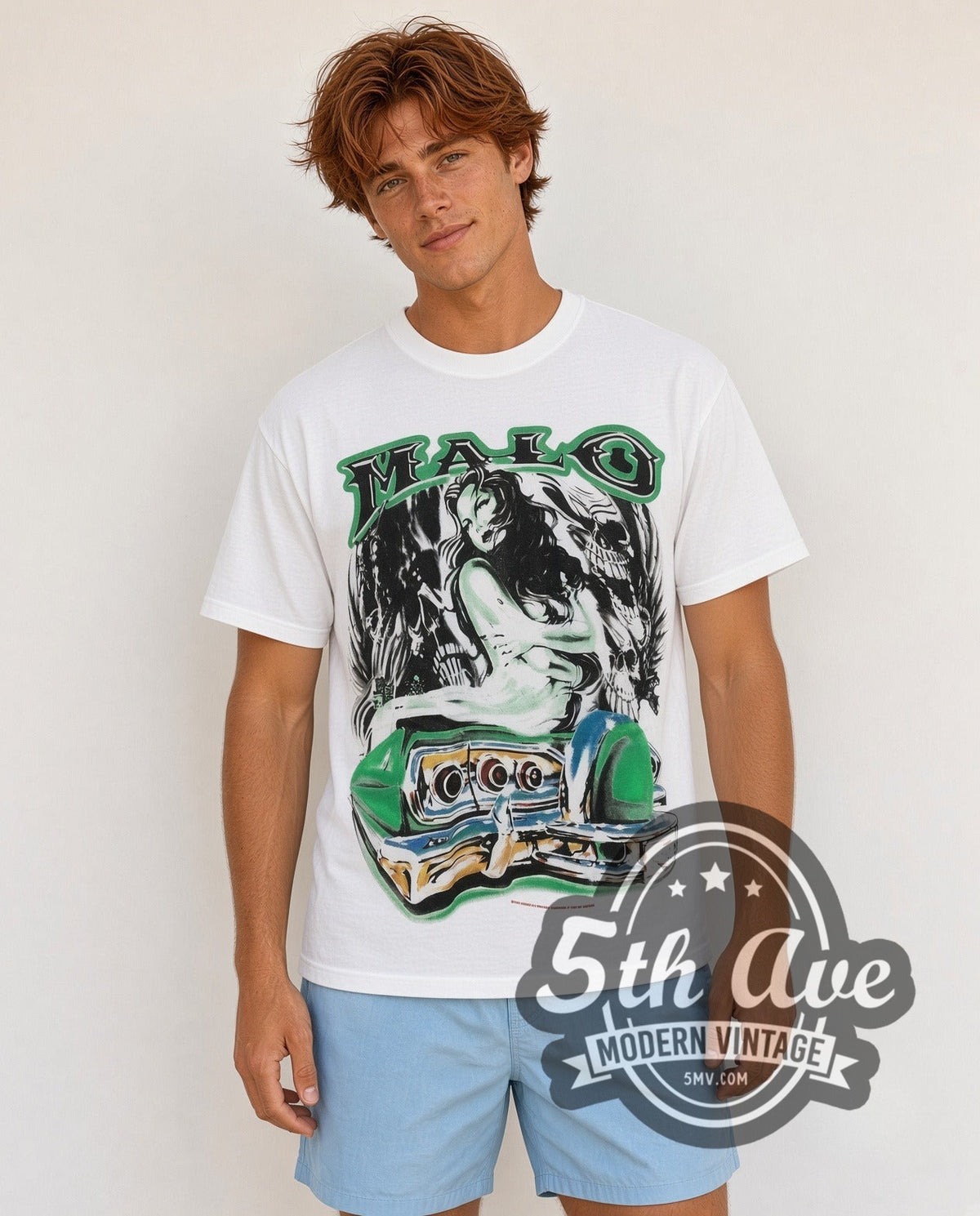 Model wearing the Malo Lowrider vintage graphic tee