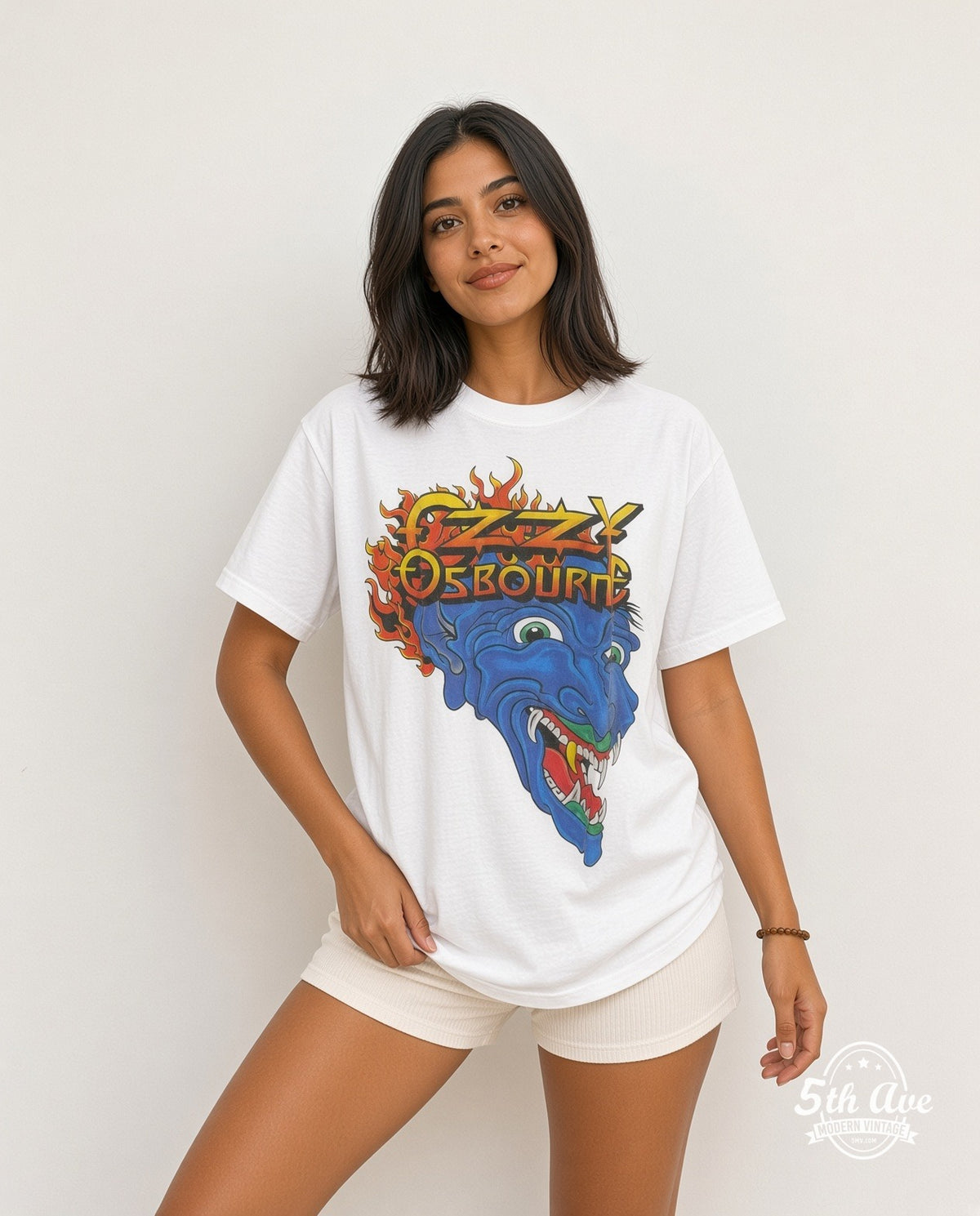 Model wearing the Ozzy Osbourne Ozzy's Tattoos vintage band t-shirt