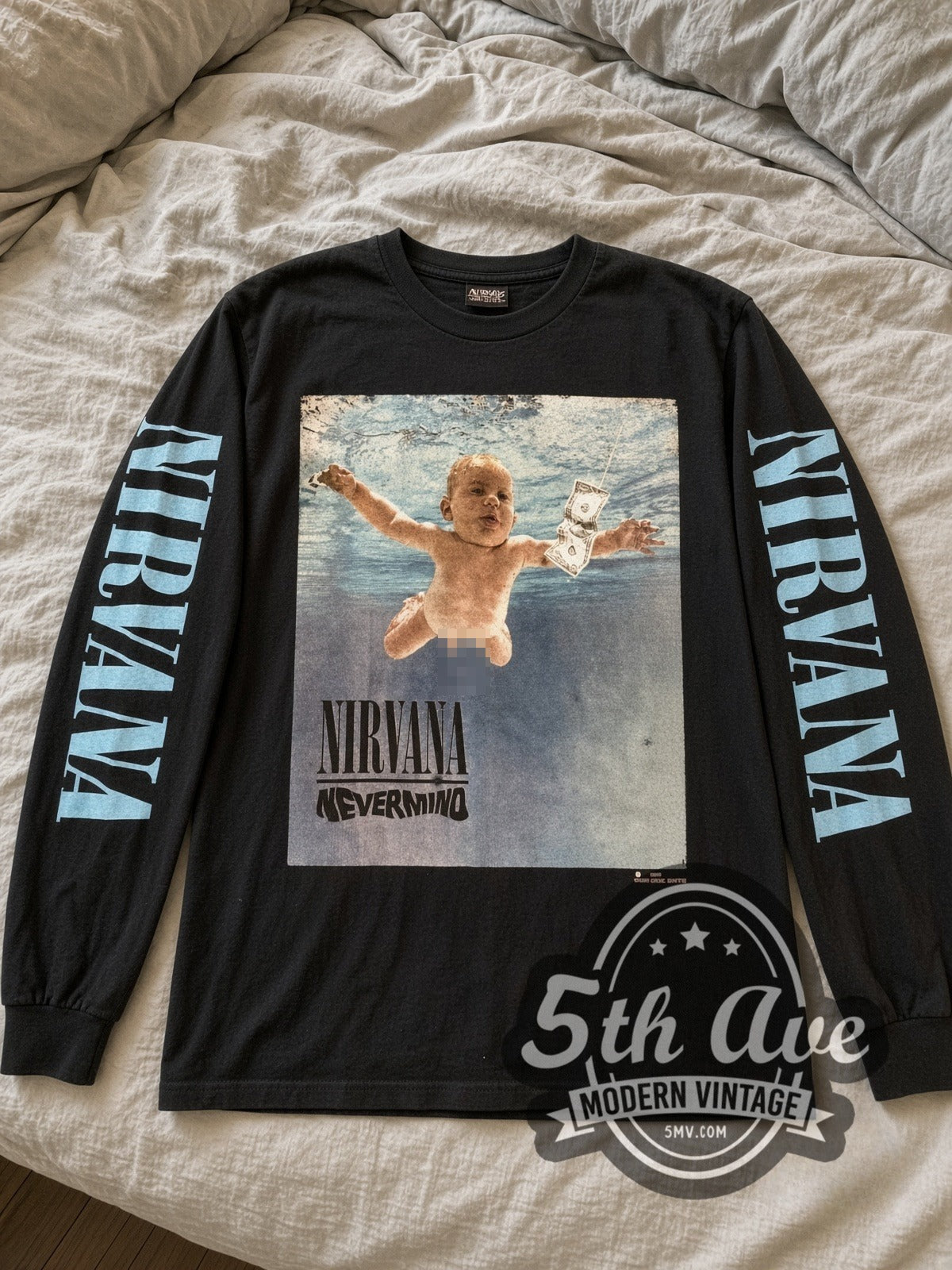 Nirvana Nevermind vintage band long sleeve tee laid flat
