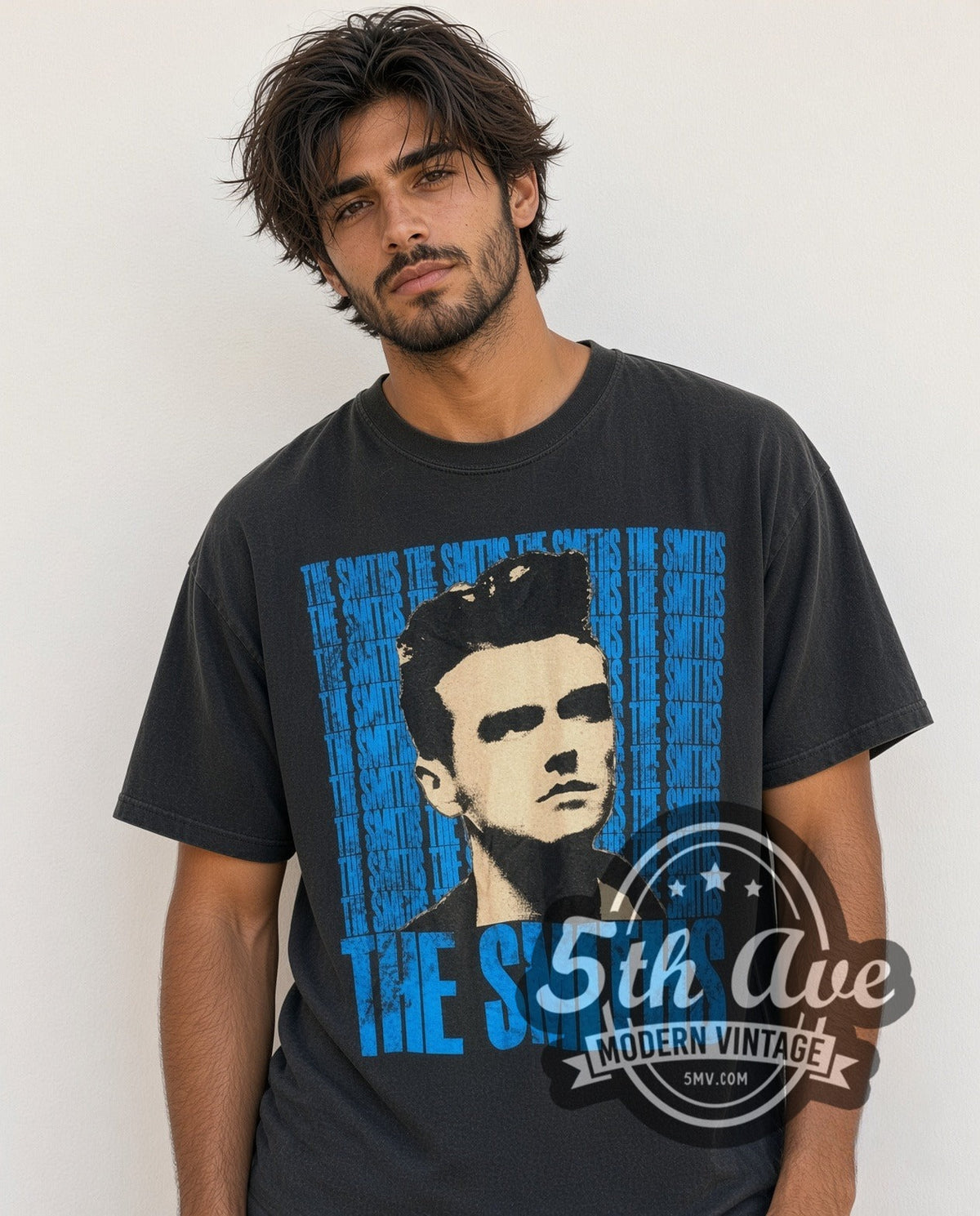 Model wearing The Smiths Vintage Wallpaper vintage band t-shirt