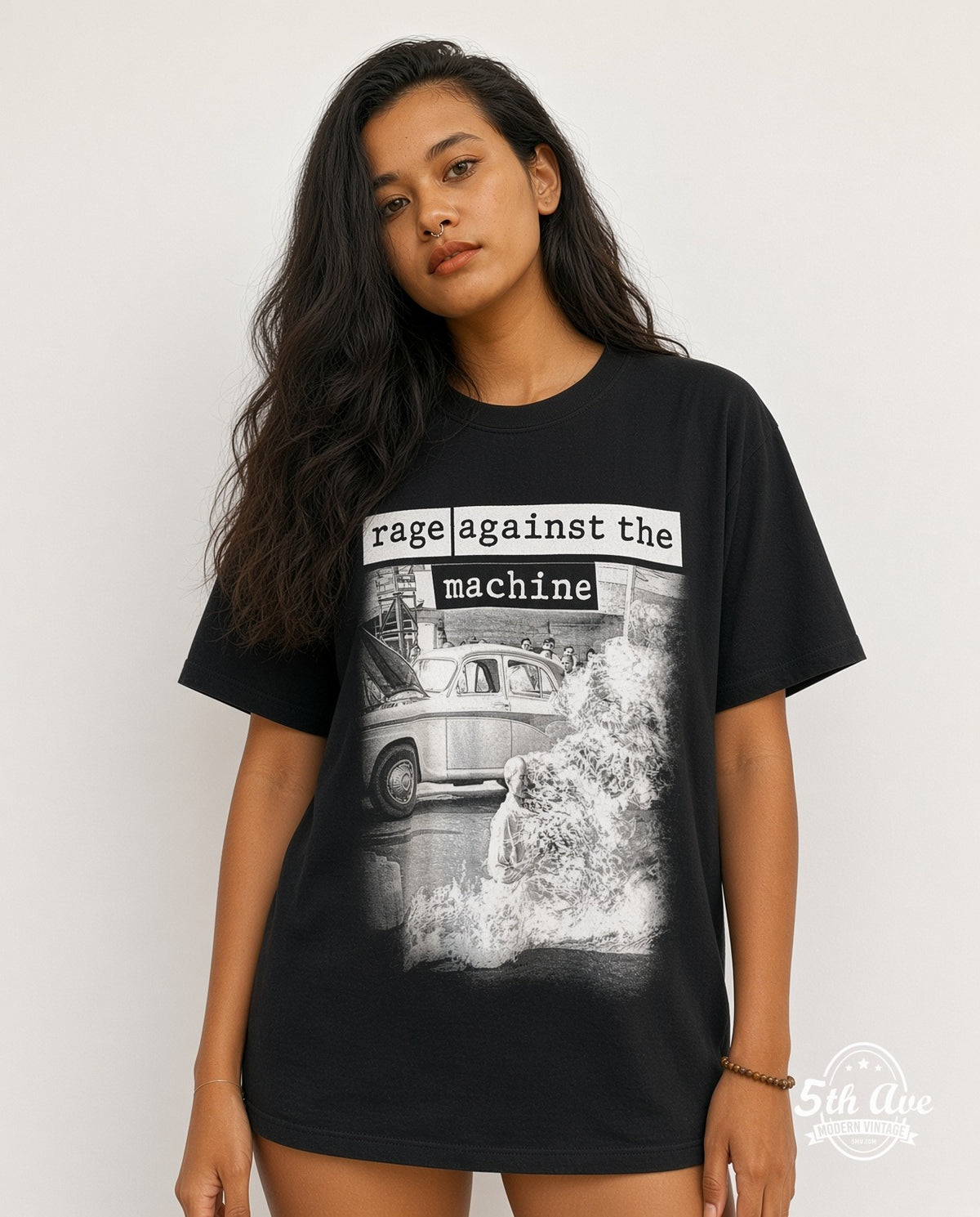 Rage Against the Machine Burning Monk - New Vintage Band T-Shirt model