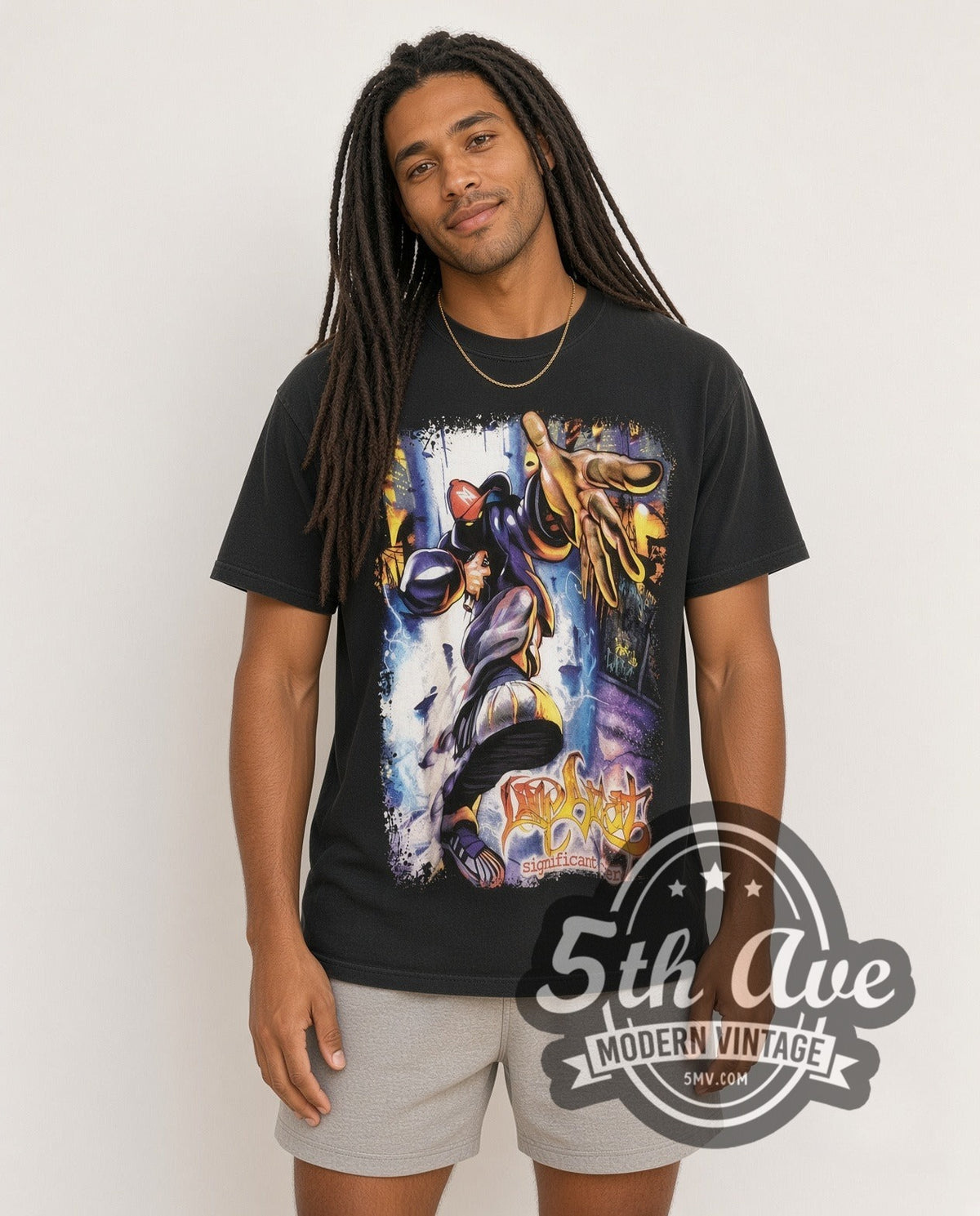 Model wearing the Limp Bizkit Significant Other Graffiti Character vintage band t-shirt