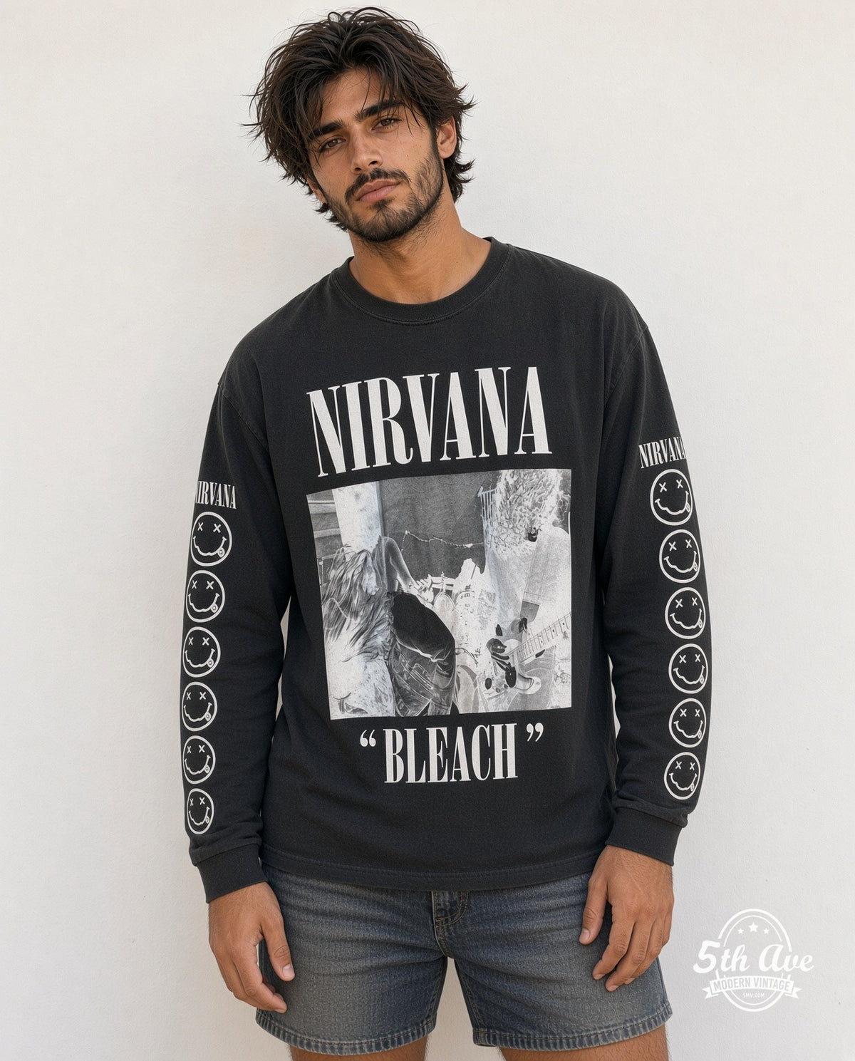 Nirvana Bleach - New Vintage Band Long Sleeve T-Shirt model