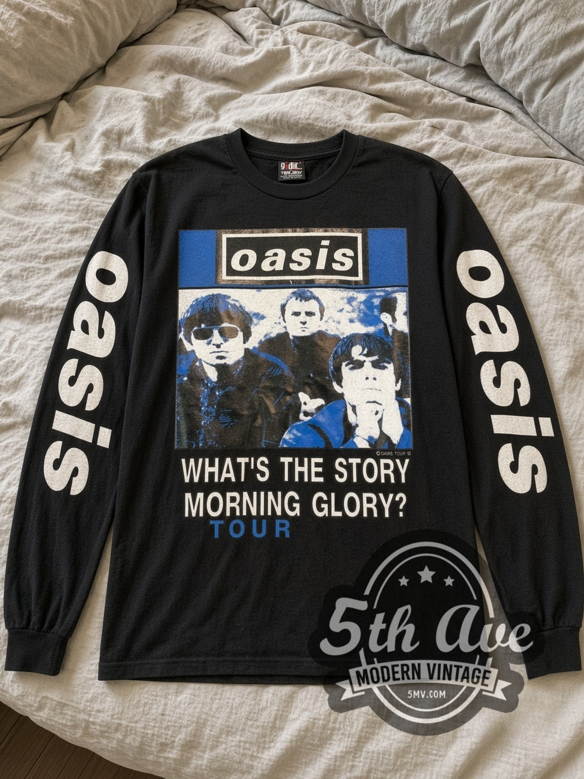 Oasis Morning Glory Tour vintage band long sleeve tee laid flat
