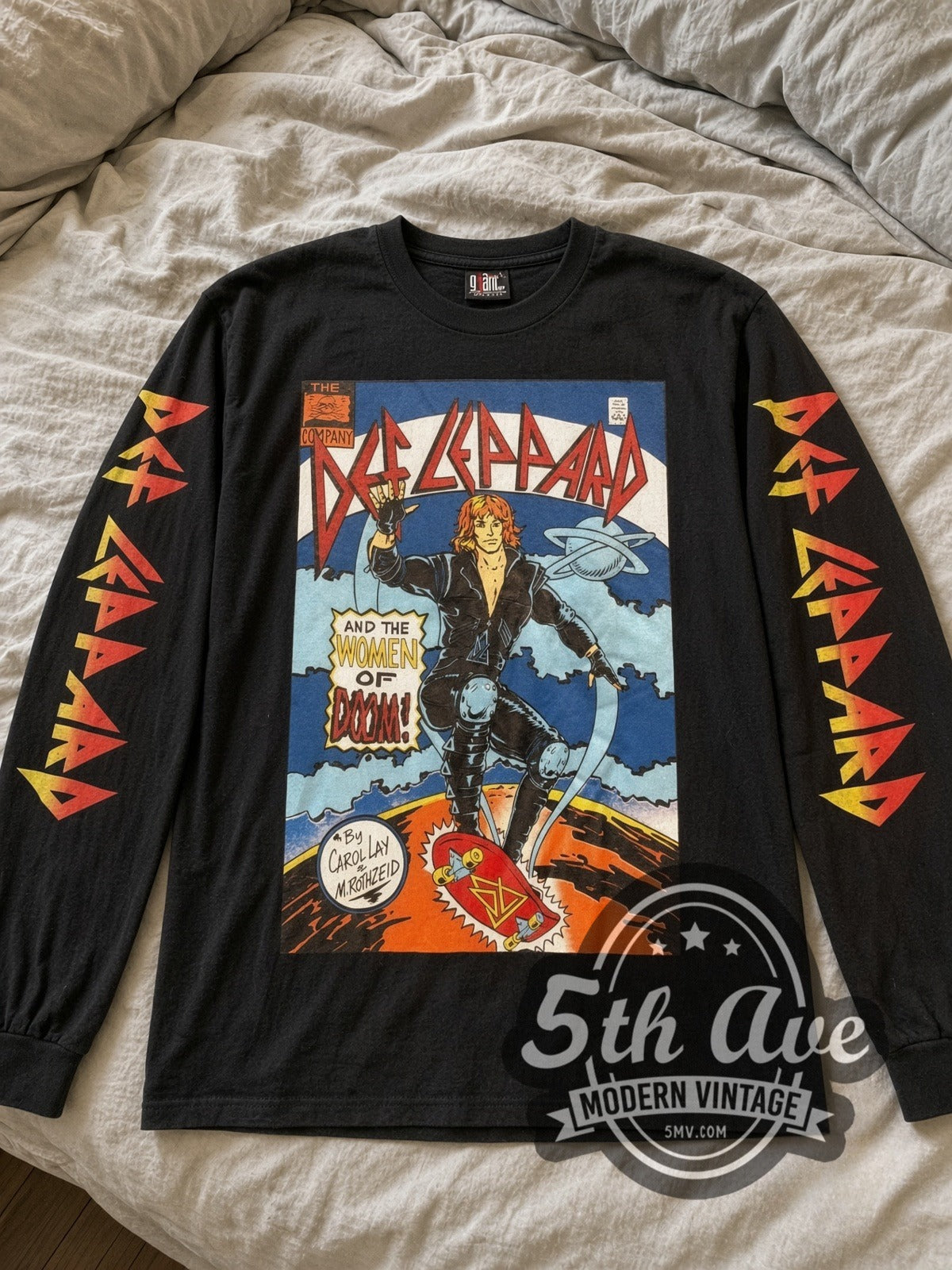Def Leppard Women of Doom Comic vintage band long sleeve tee laid flat