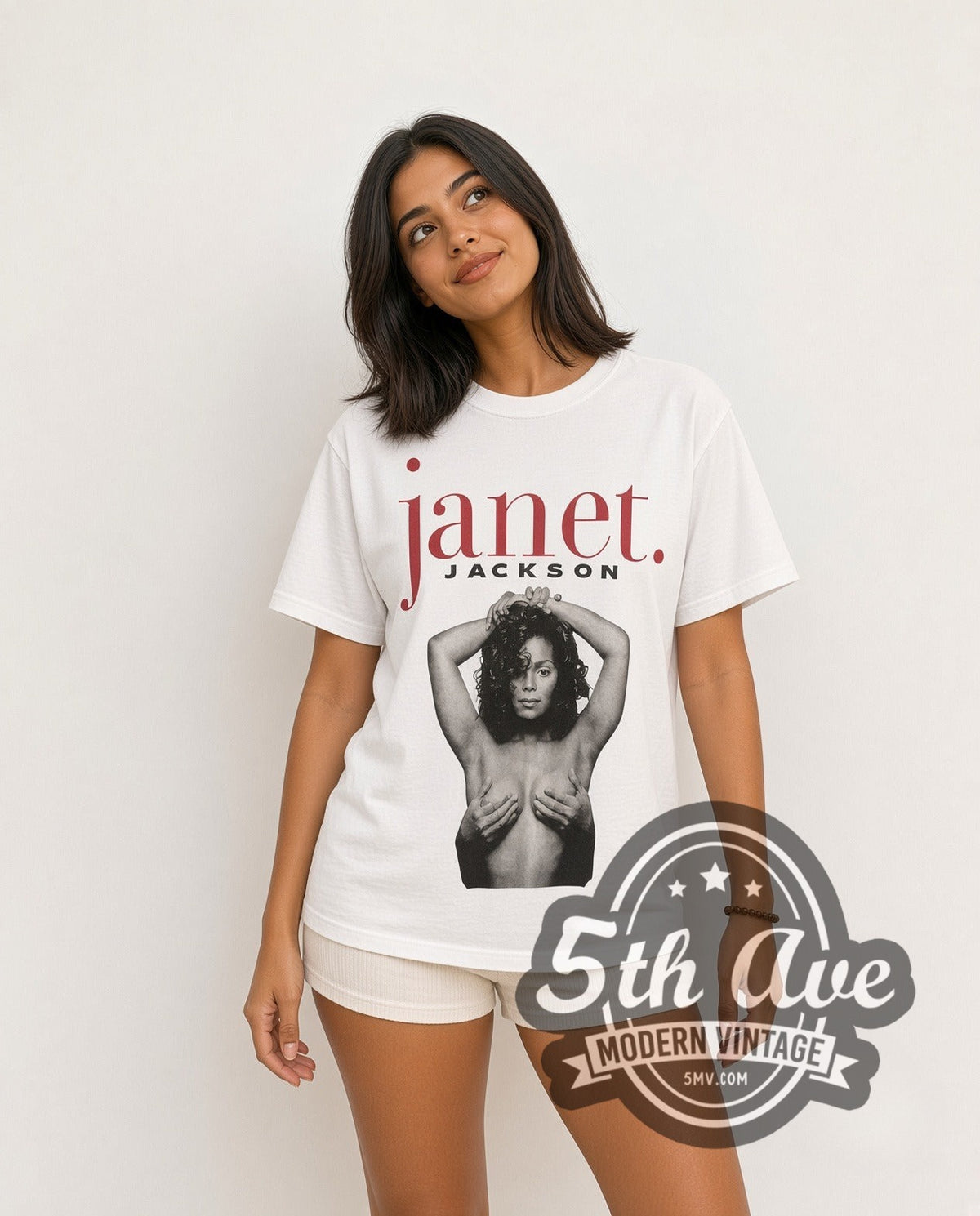 Model wearing the Janet Jackson Palau Sant Jordi Barcelona vintage band t-shirt