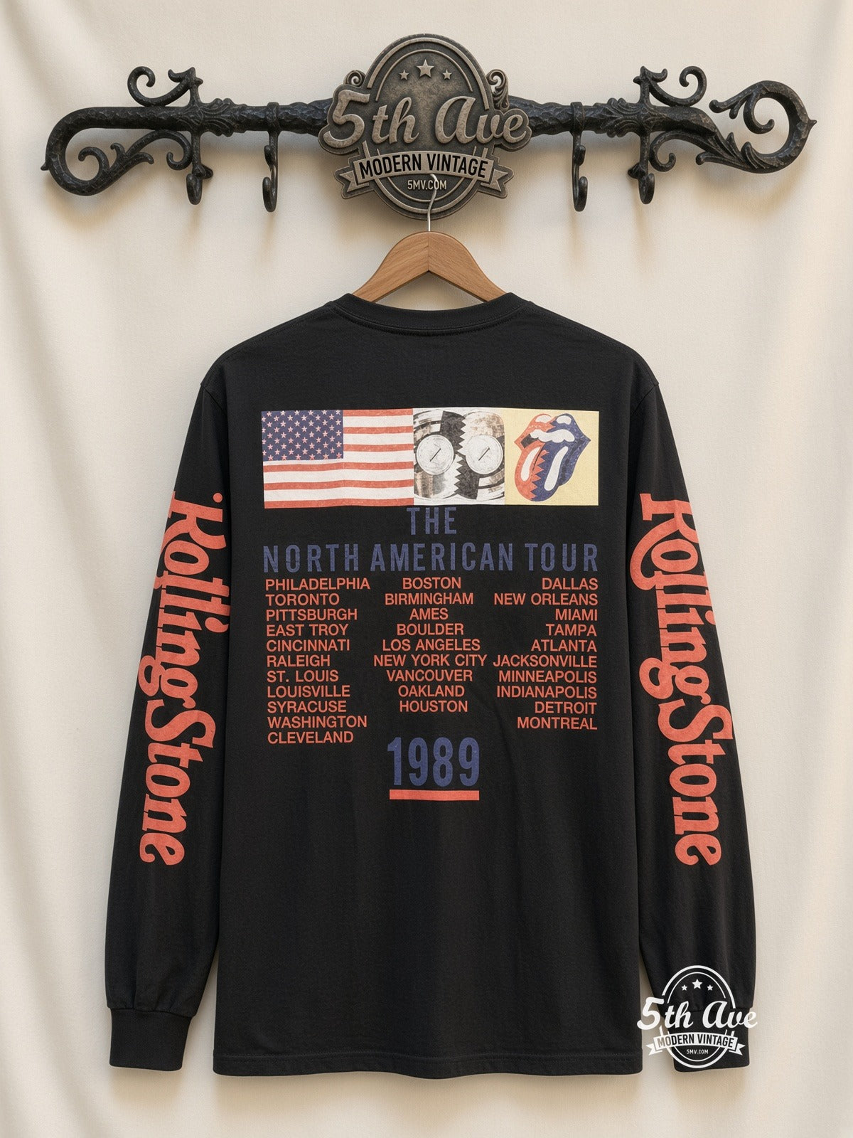 ETS LS 26 The Rolling Stones Tongue Logo long sleeve vintage tee on rack, back