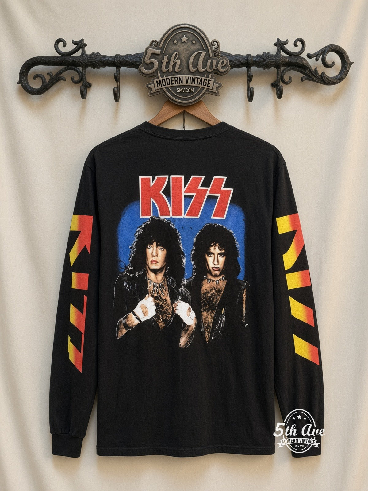 ETS LS 28 KISS Band Photo long sleeve vintage tee on rack, back