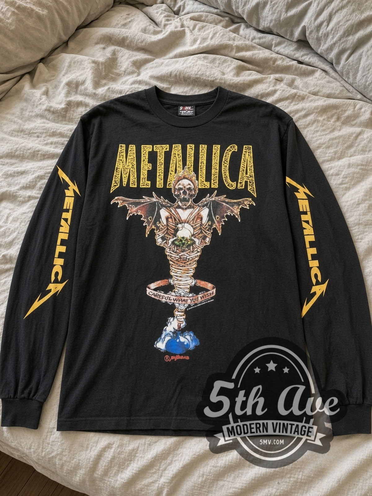 Metallica Careful What You Wish vintage band long sleeve tee laid flat