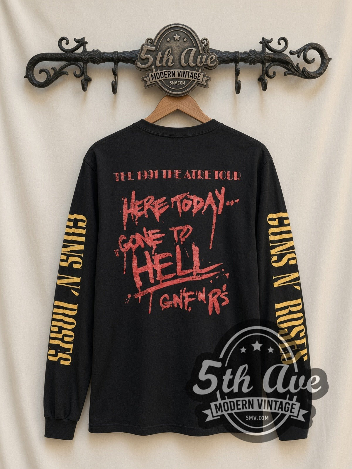Guns N' Roses Watch You Bleed vintage band long sleeve t-shirt, back view on a display rack