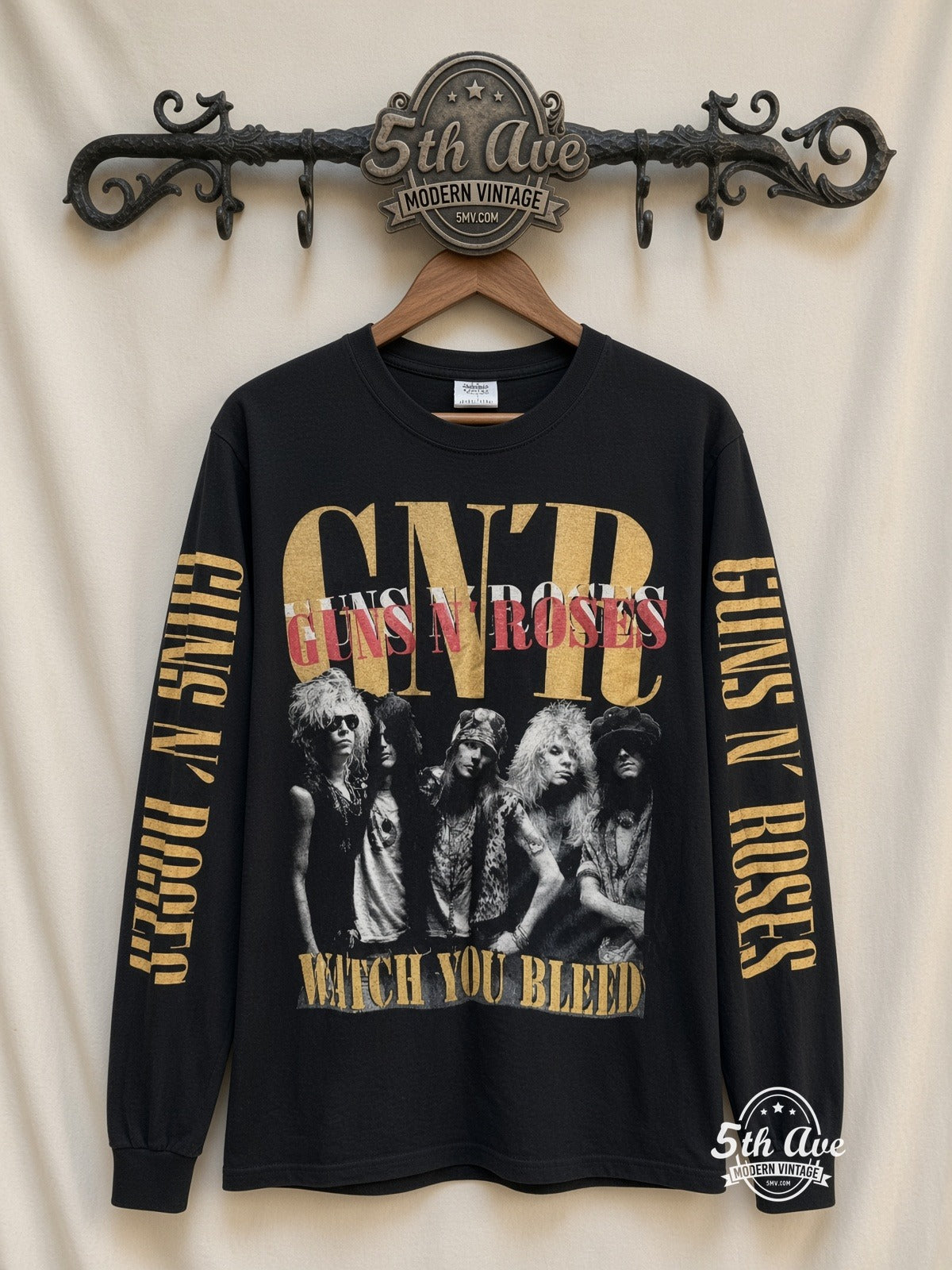 ETS LS 33 Guns N' Roses Watch You Bleed long sleeve vintage tee on rack, front
