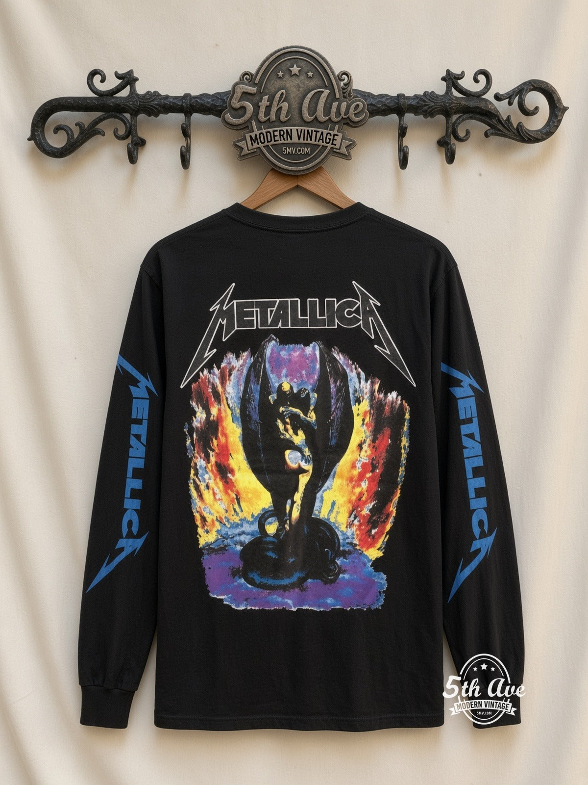 ETS LS 35 Metallica Where Else to Roam long sleeve vintage tee on rack, back