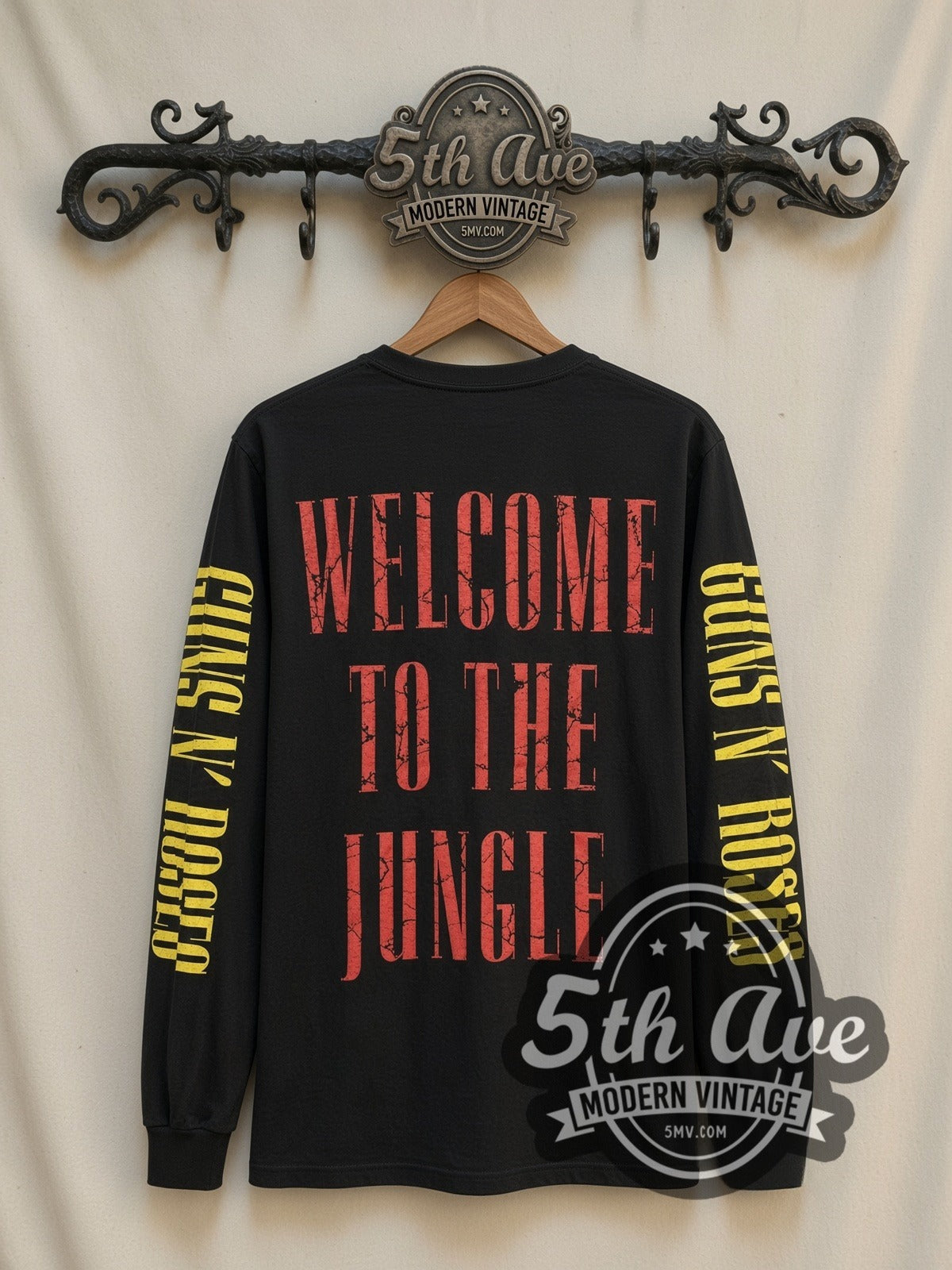 Guns N' Roses Appetite for Destruction vintage band long sleeve t-shirt, back view on a display rack