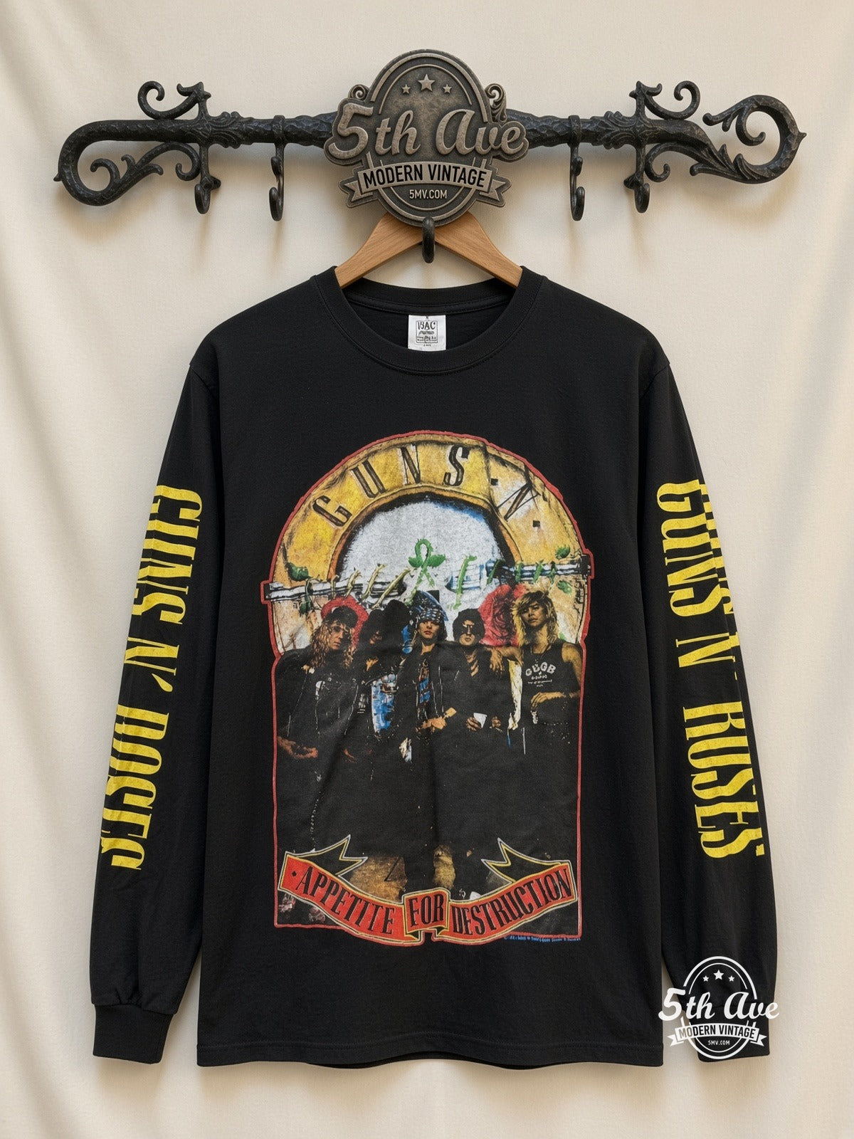 ETS LS 37 Guns N' Roses Appetite for Destruction long sleeve vintage tee on rack, front