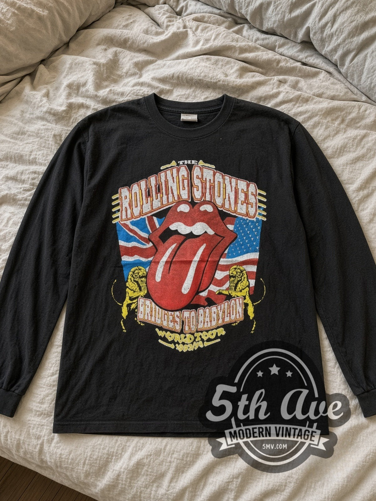 The Rolling Stones Bridges to Babylon vintage band long sleeve tee laid flat