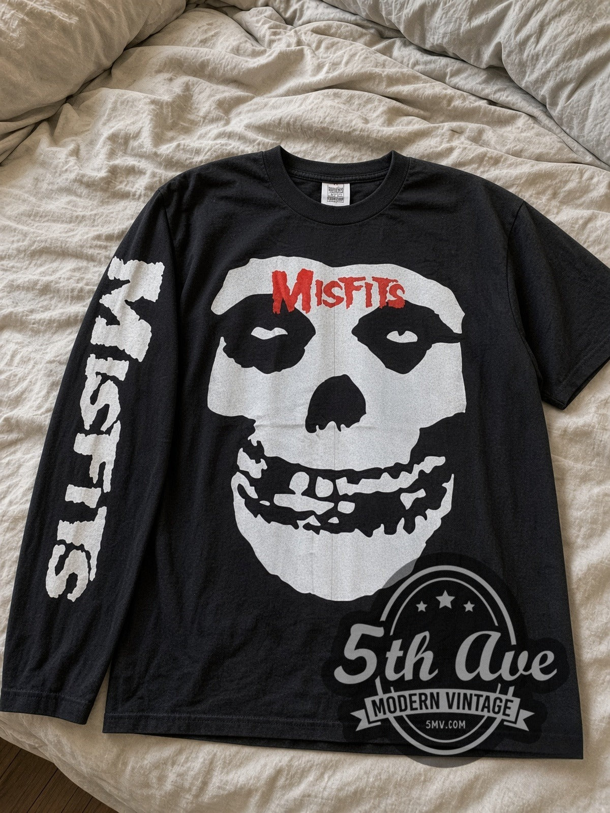 Misfits Skull vintage band long sleeve tee laid flat