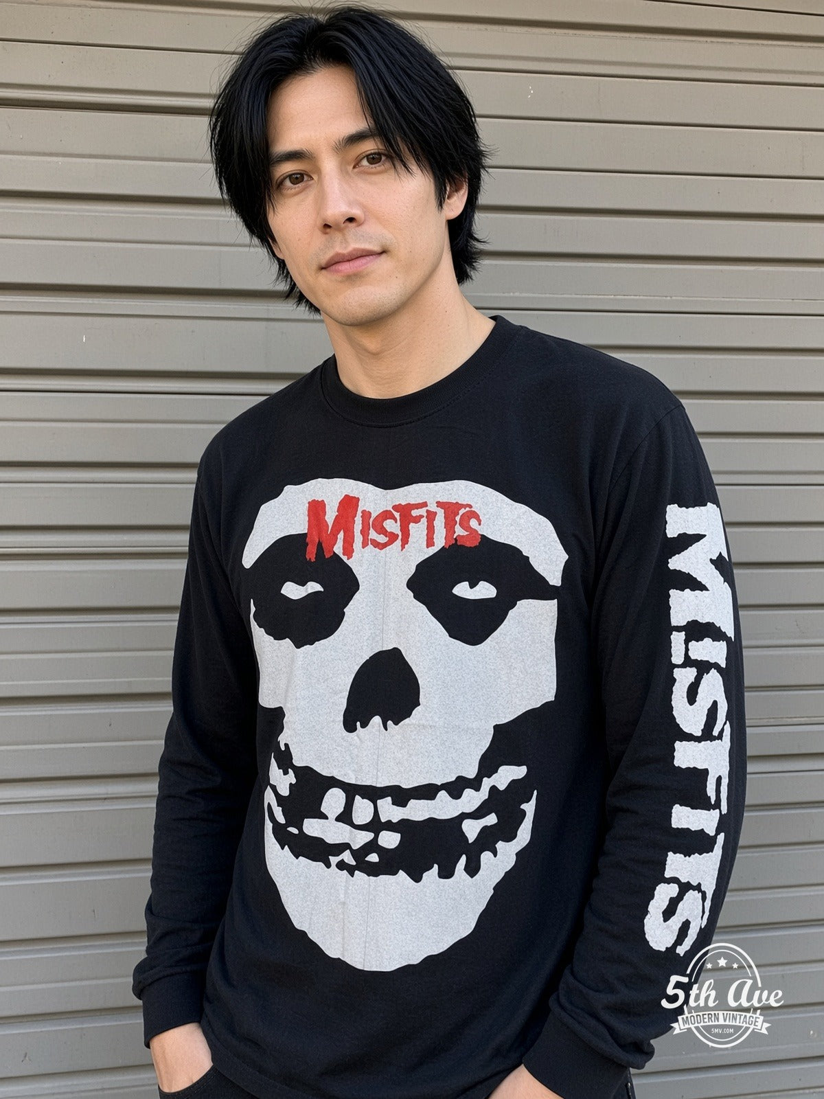 ETS LS 42 Misfits Skull long sleeve vintage tee worn by a model
