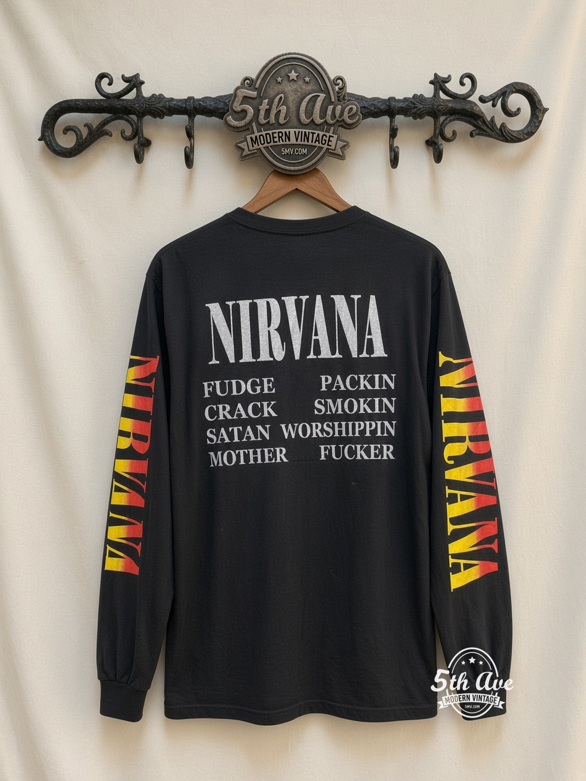 ETS LS 44 Nirvana Bobcats Photo long sleeve vintage tee on rack, back