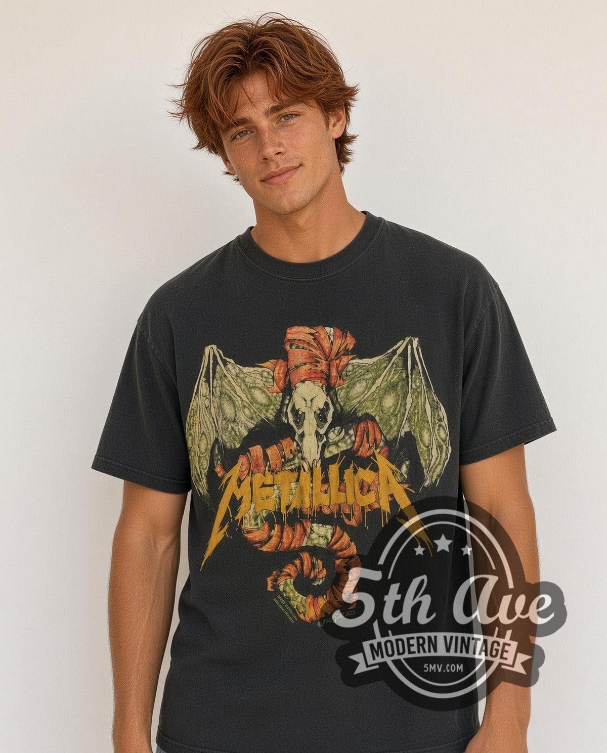Model wearing the Metallica Wherever I May Roam vintage band t-shirt