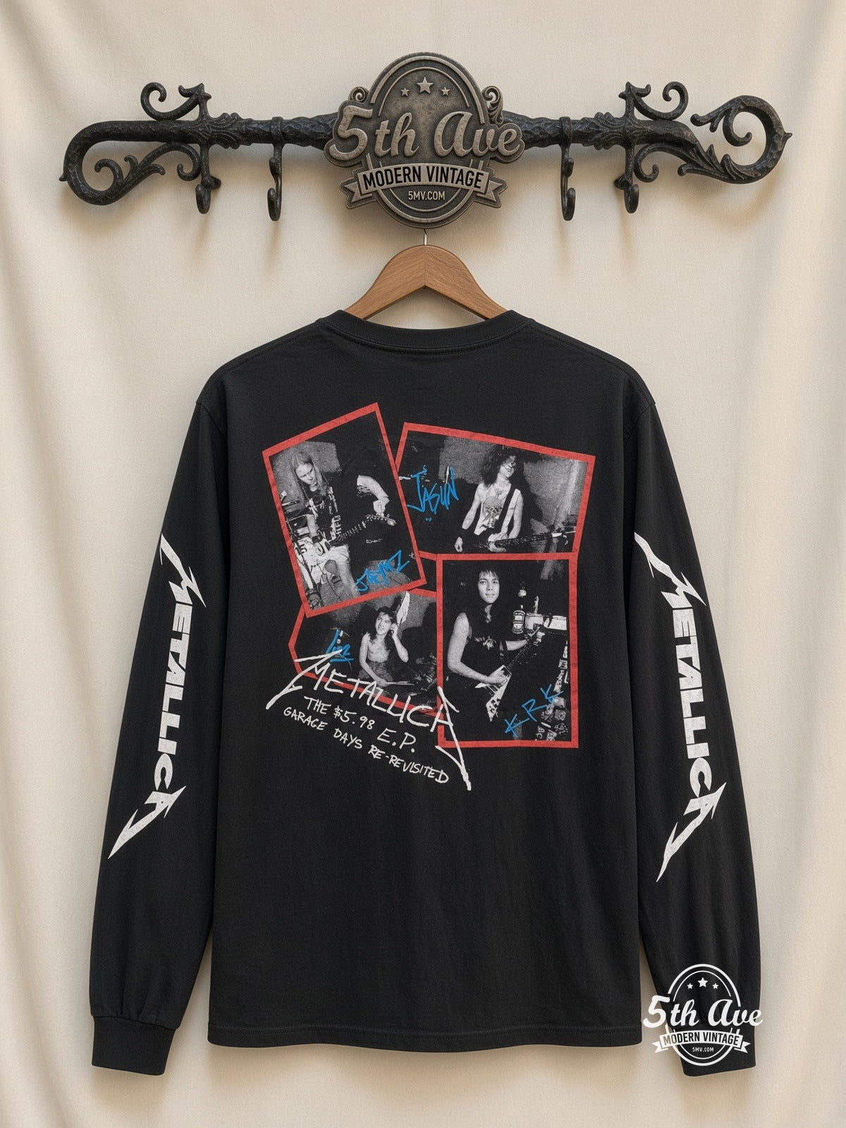 ETS LS 45 Metallica Garage Days Re-Revisited long sleeve vintage tee on rack, back