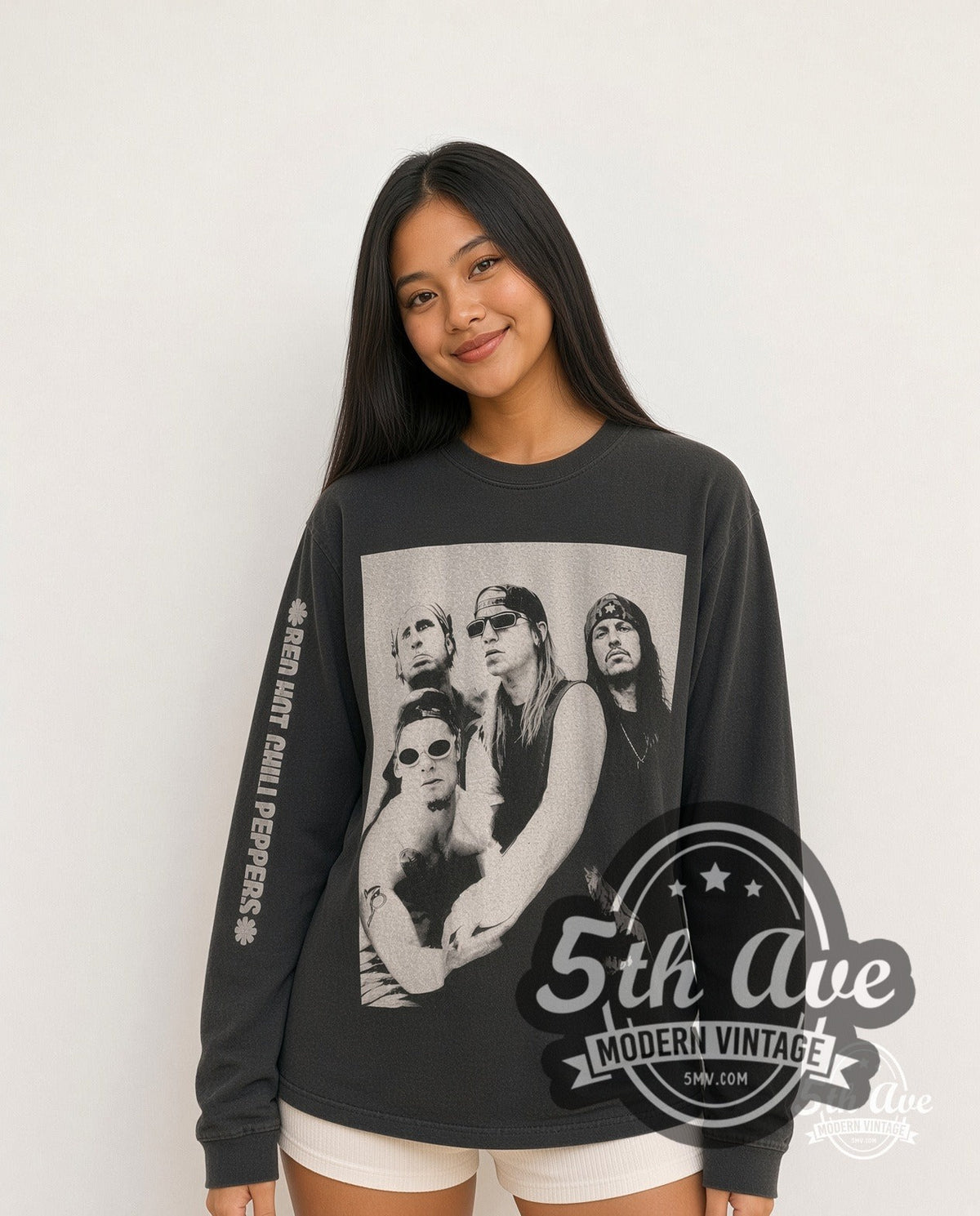 Model wearing the Red Hot Chili Peppers Out in L.A. Long Sleeve vintage band t-shirt