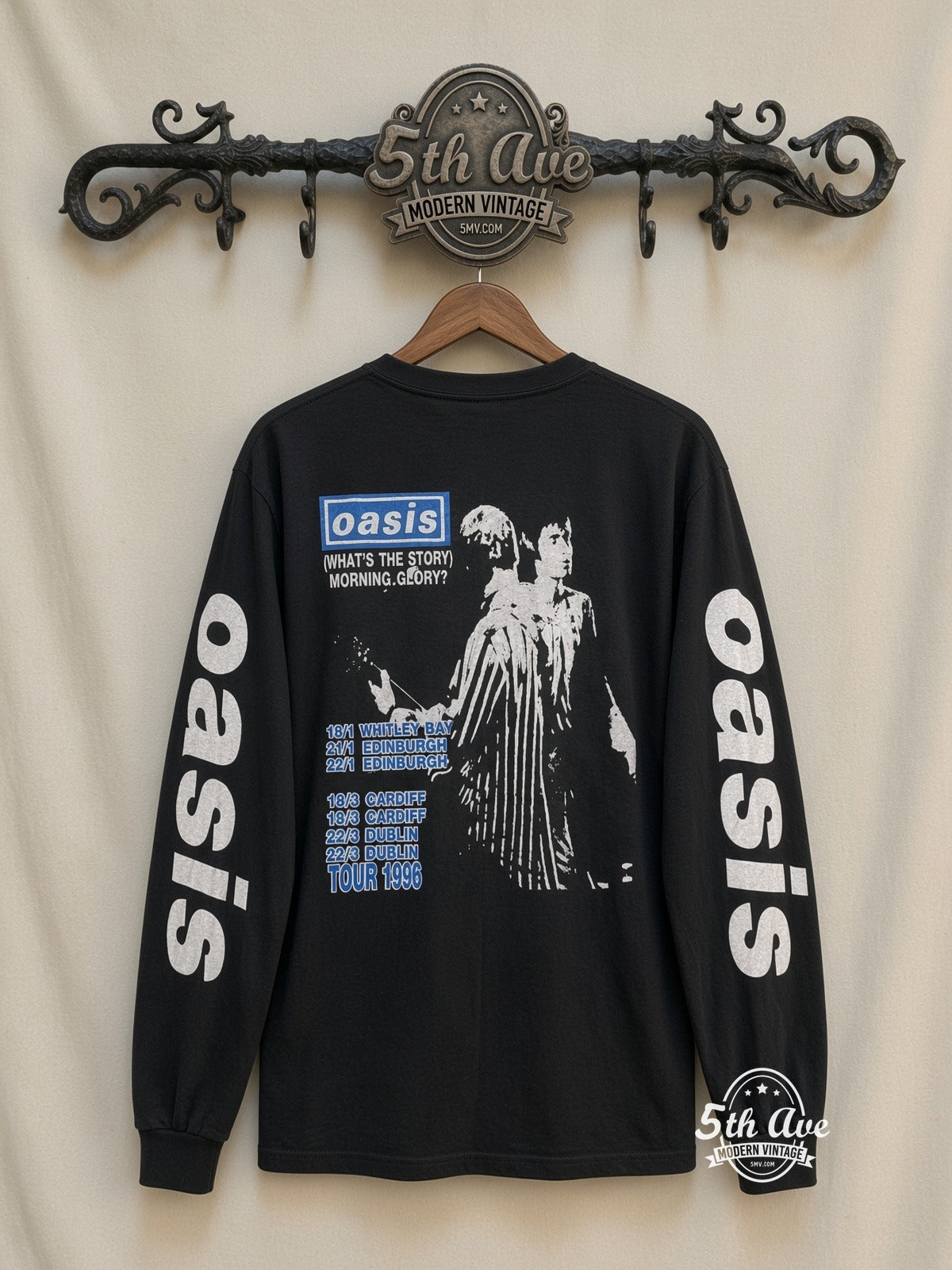 ETS LS 46 Oasis Morning Glory Tour 1996 long sleeve vintage tee on rack, back