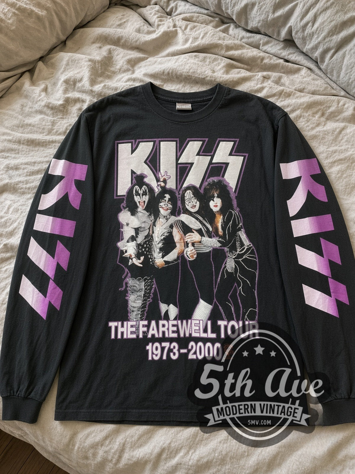 KISS Farewell Tour 1973-2000 vintage band long sleeve tee laid flat