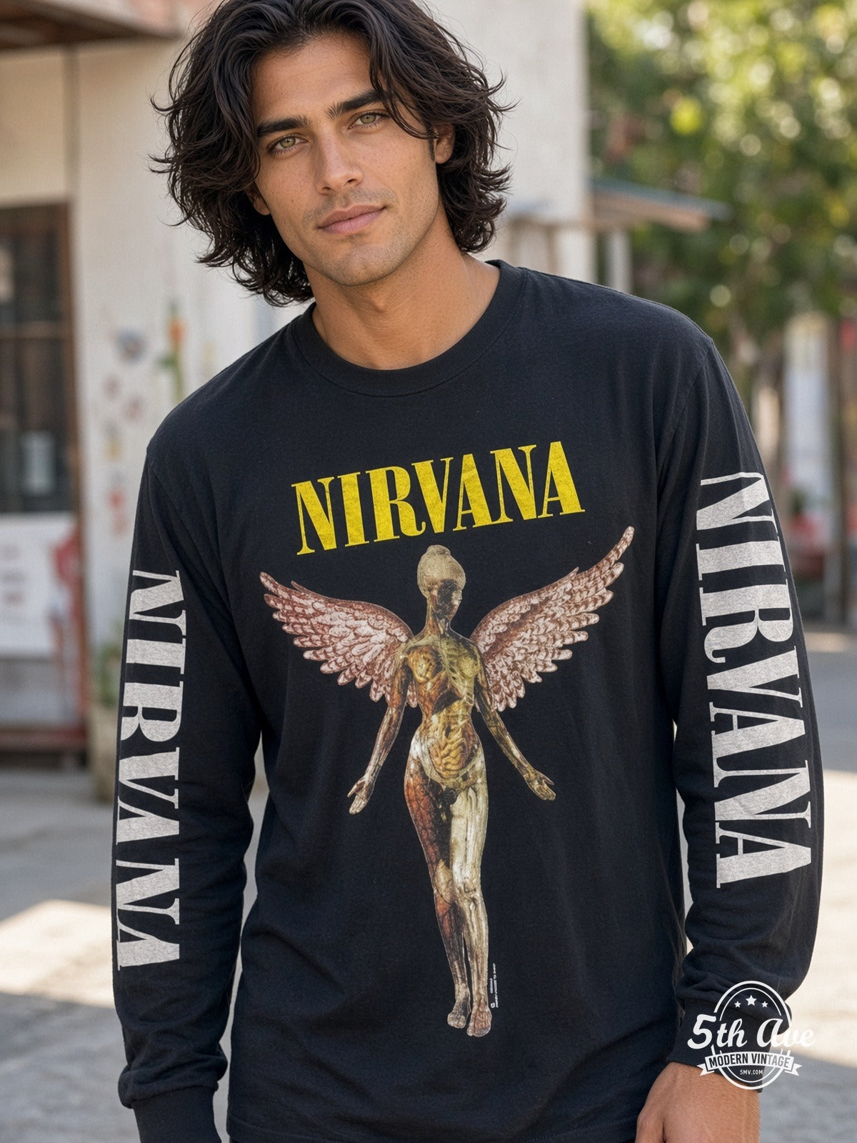 ETS LS 52 Nirvana In Utero Angel long sleeve vintage tee worn by a model