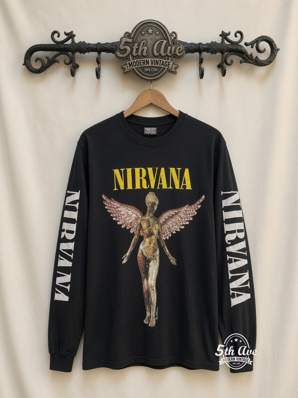 ETS LS 52 Nirvana In Utero Angel long sleeve vintage tee on rack, front